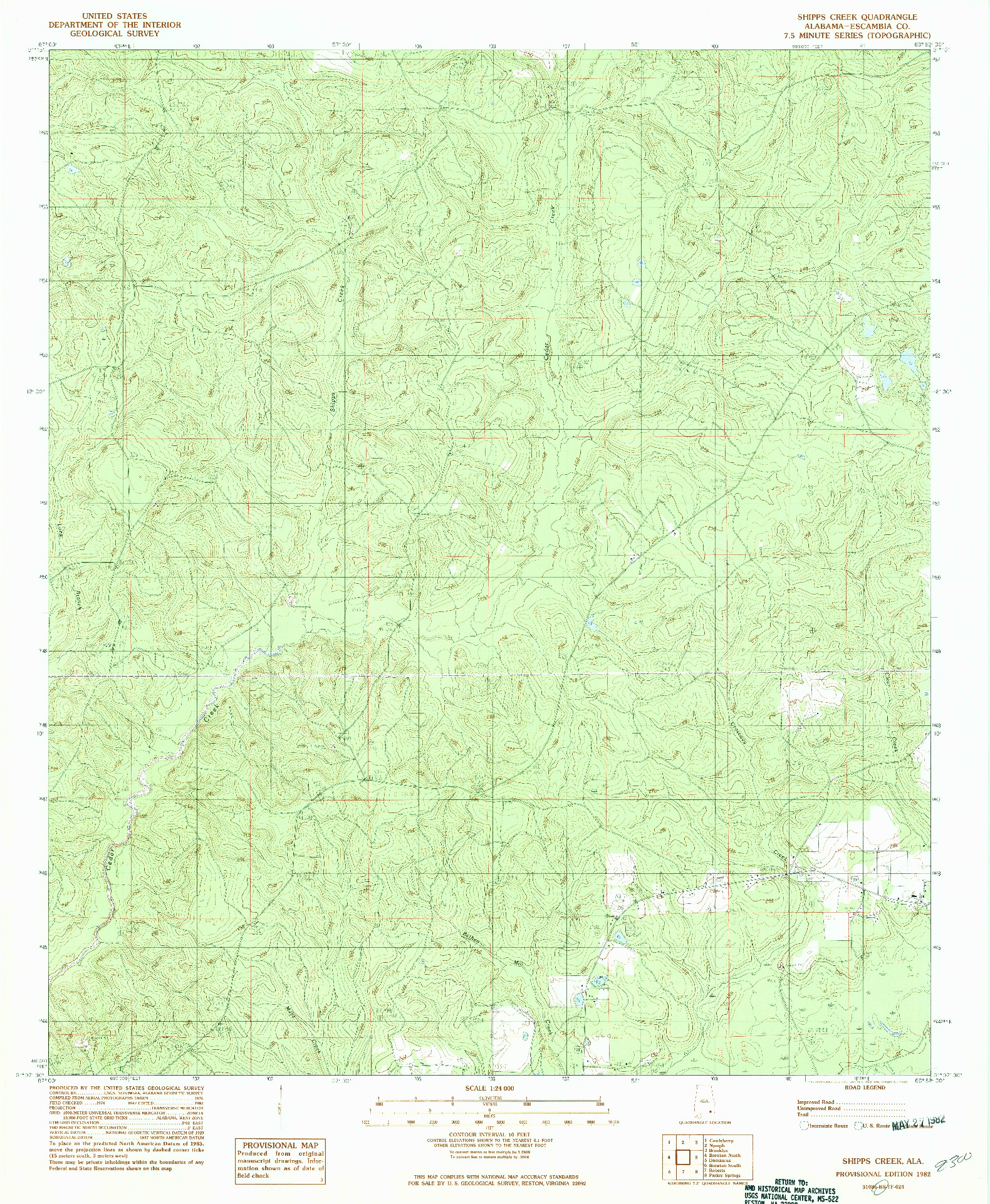 USGS 1:24000-SCALE QUADRANGLE FOR SHIPPS CREEK, AL 1982