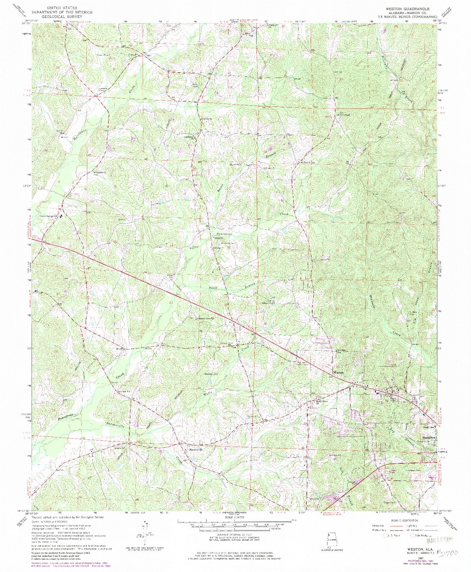 USGS 1:24000-SCALE QUADRANGLE FOR WESTON, AL 1967