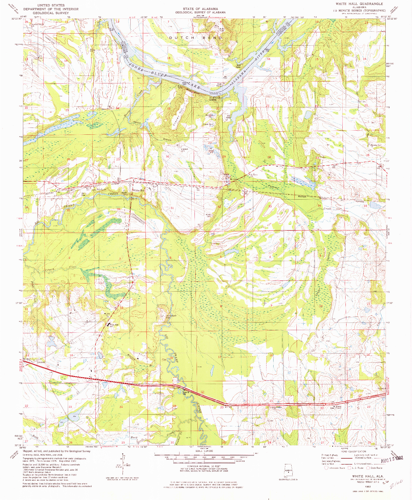 USGS 1:24000-SCALE QUADRANGLE FOR WHITE HALL, AL 1982