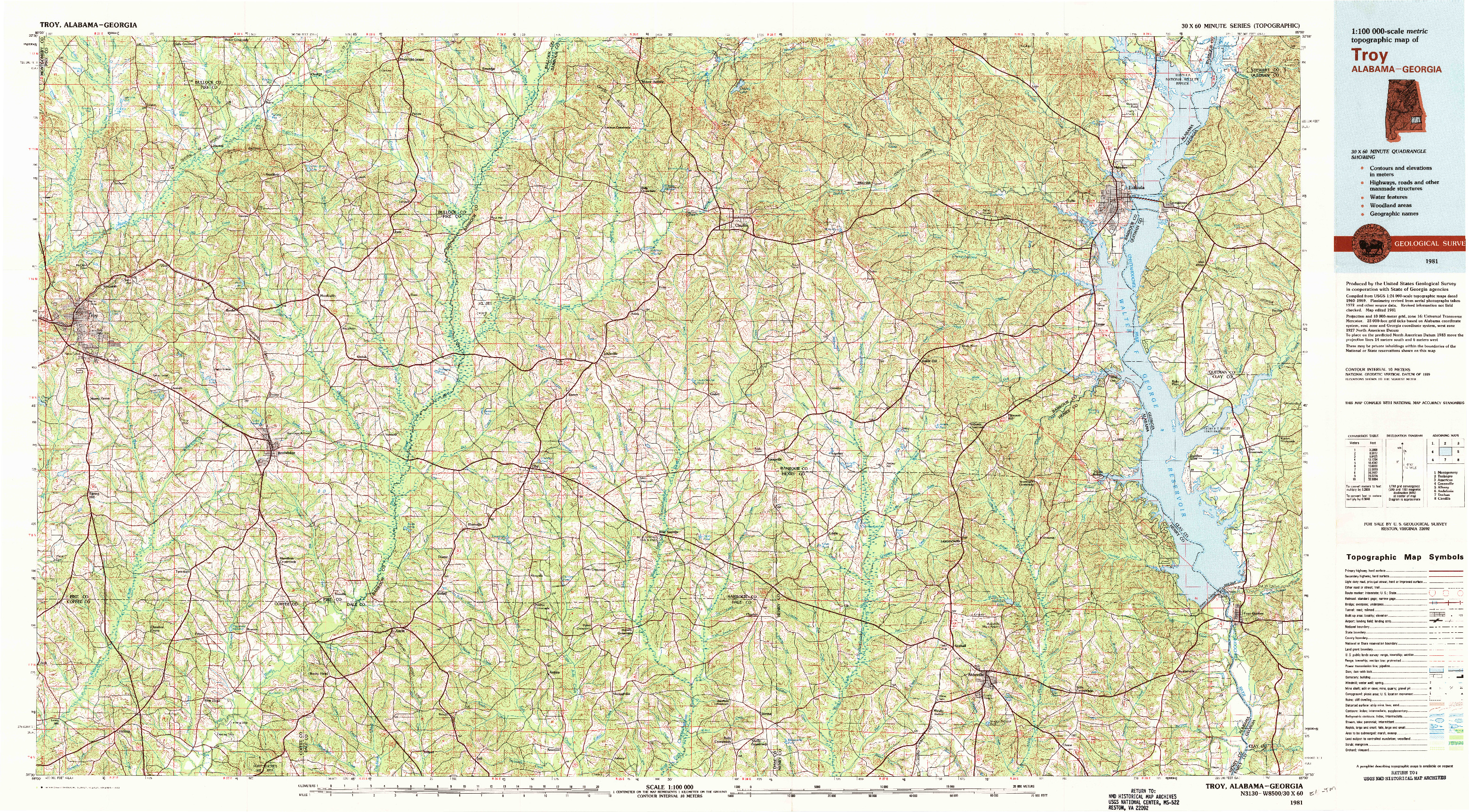 USGS 1:100000-SCALE QUADRANGLE FOR TROY, AL 1981