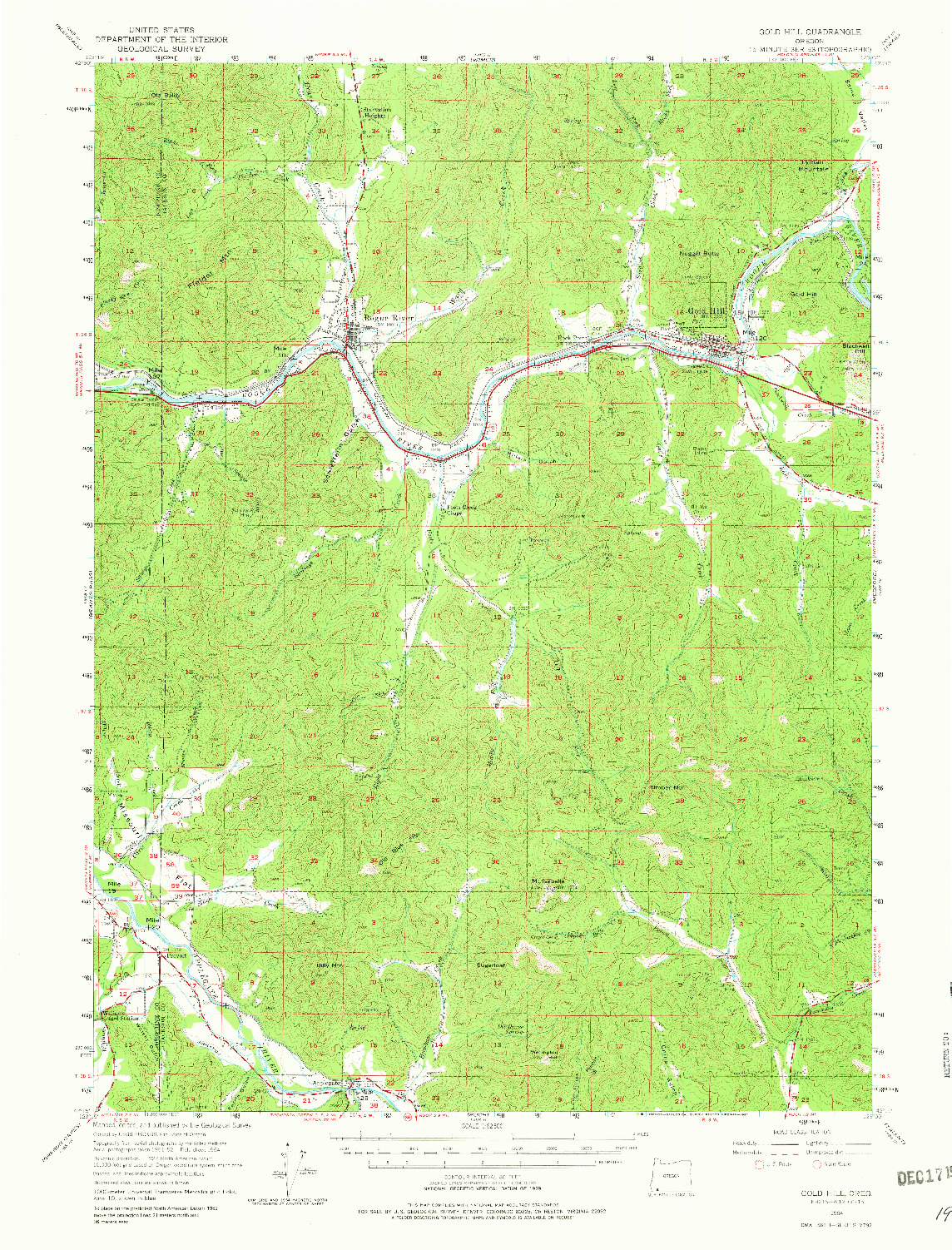 USGS 1:62500-SCALE QUADRANGLE FOR GOLD HILL, OR 1954