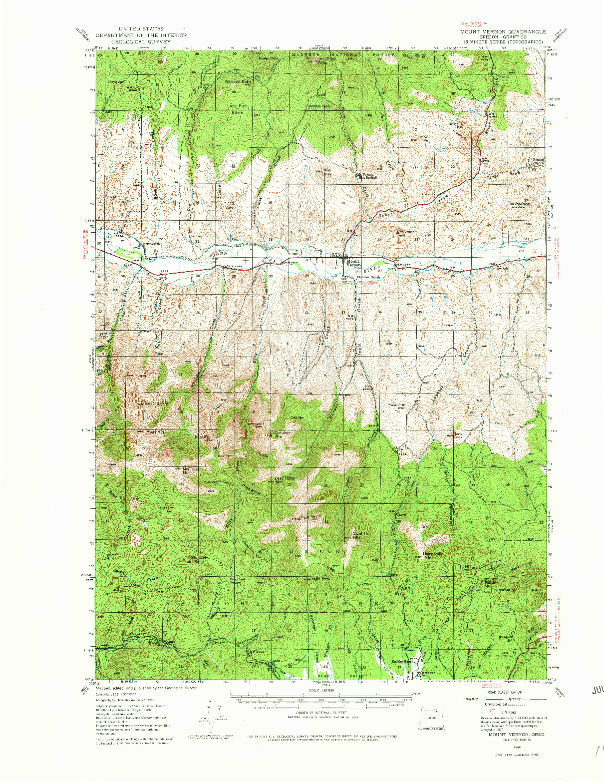 USGS 1:62500-SCALE QUADRANGLE FOR MOUNT VERNON, OR 1940