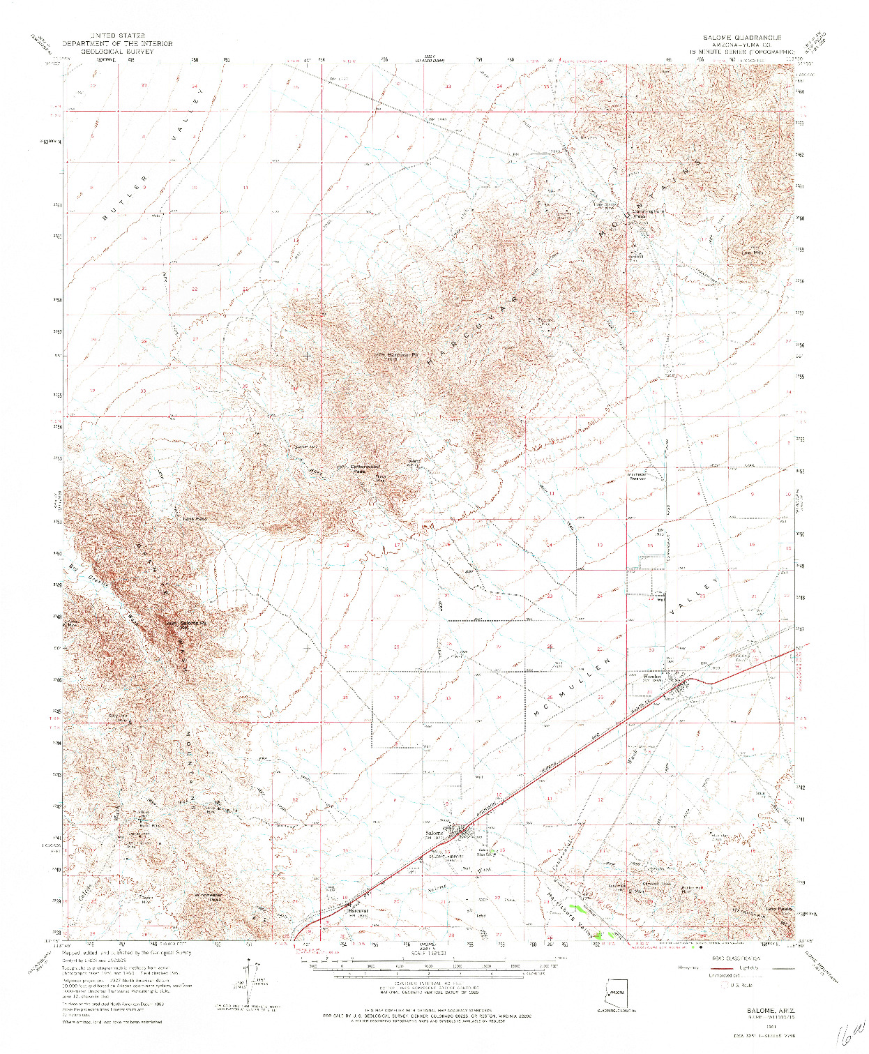 USGS 1:62500-SCALE QUADRANGLE FOR SALOME, AZ 1961