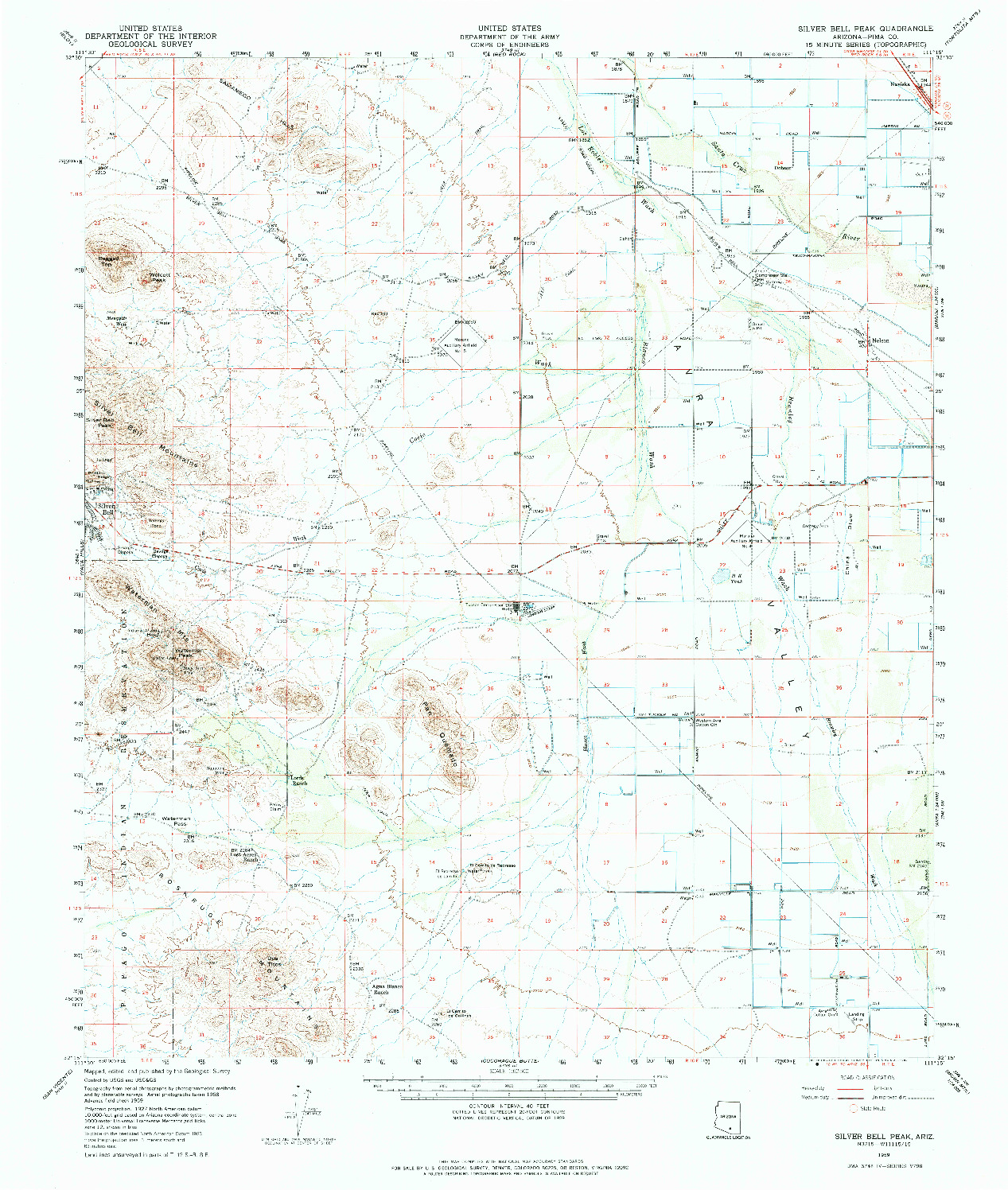 USGS 1:62500-SCALE QUADRANGLE FOR SILVER BELL PEAK, AZ 1959