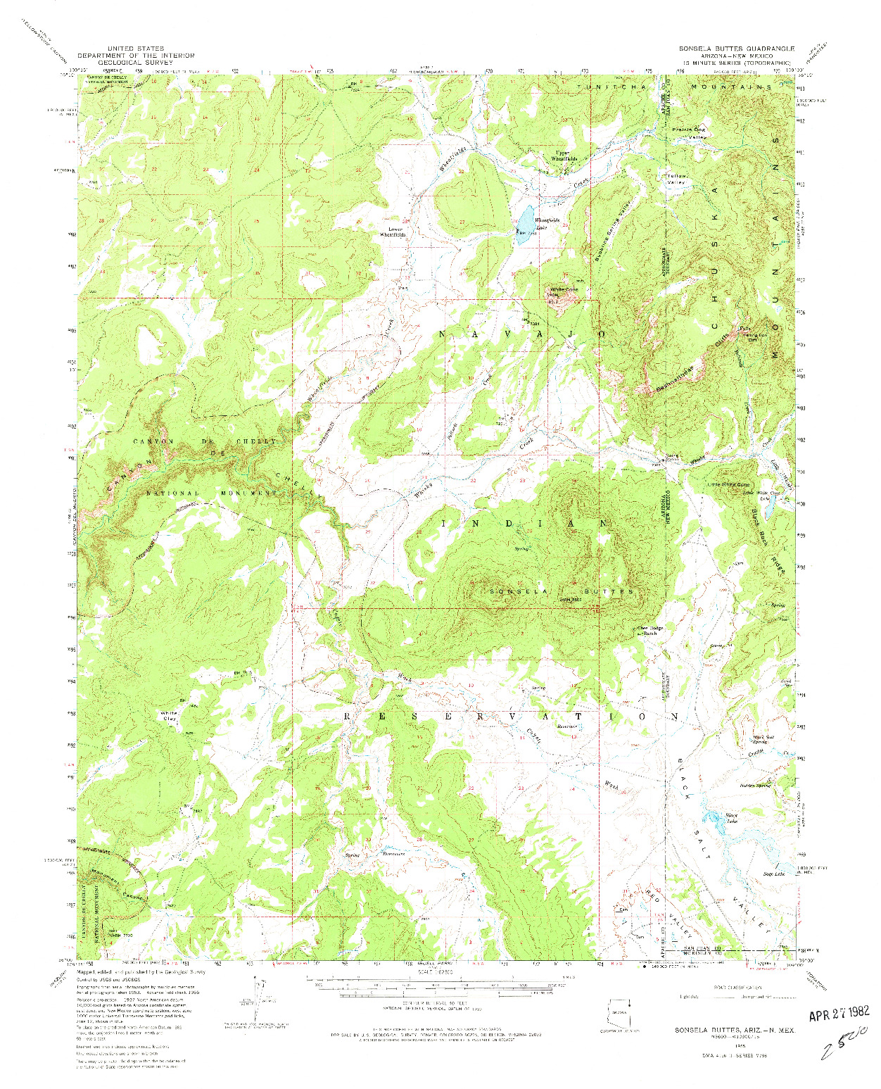 USGS 1:62500-SCALE QUADRANGLE FOR SONSELA BUTTES, AZ 1955