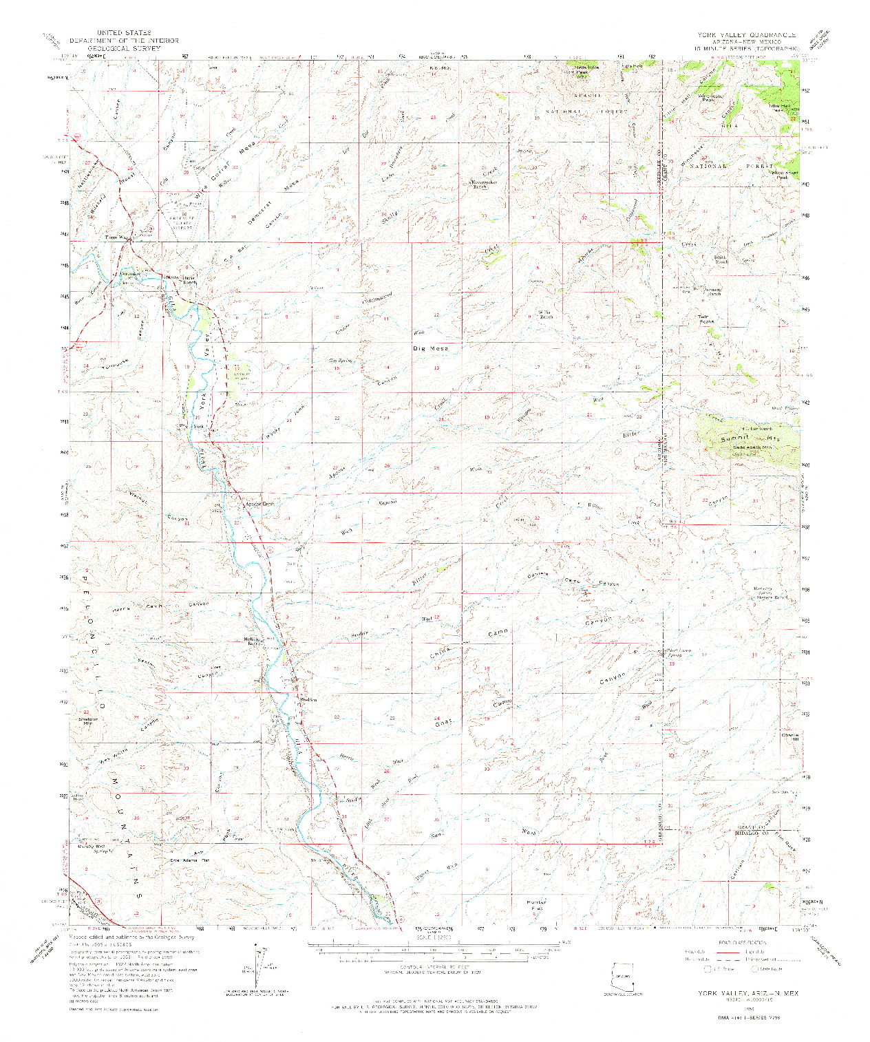 USGS 1:62500-SCALE QUADRANGLE FOR YORK VALLEY, AZ 1959