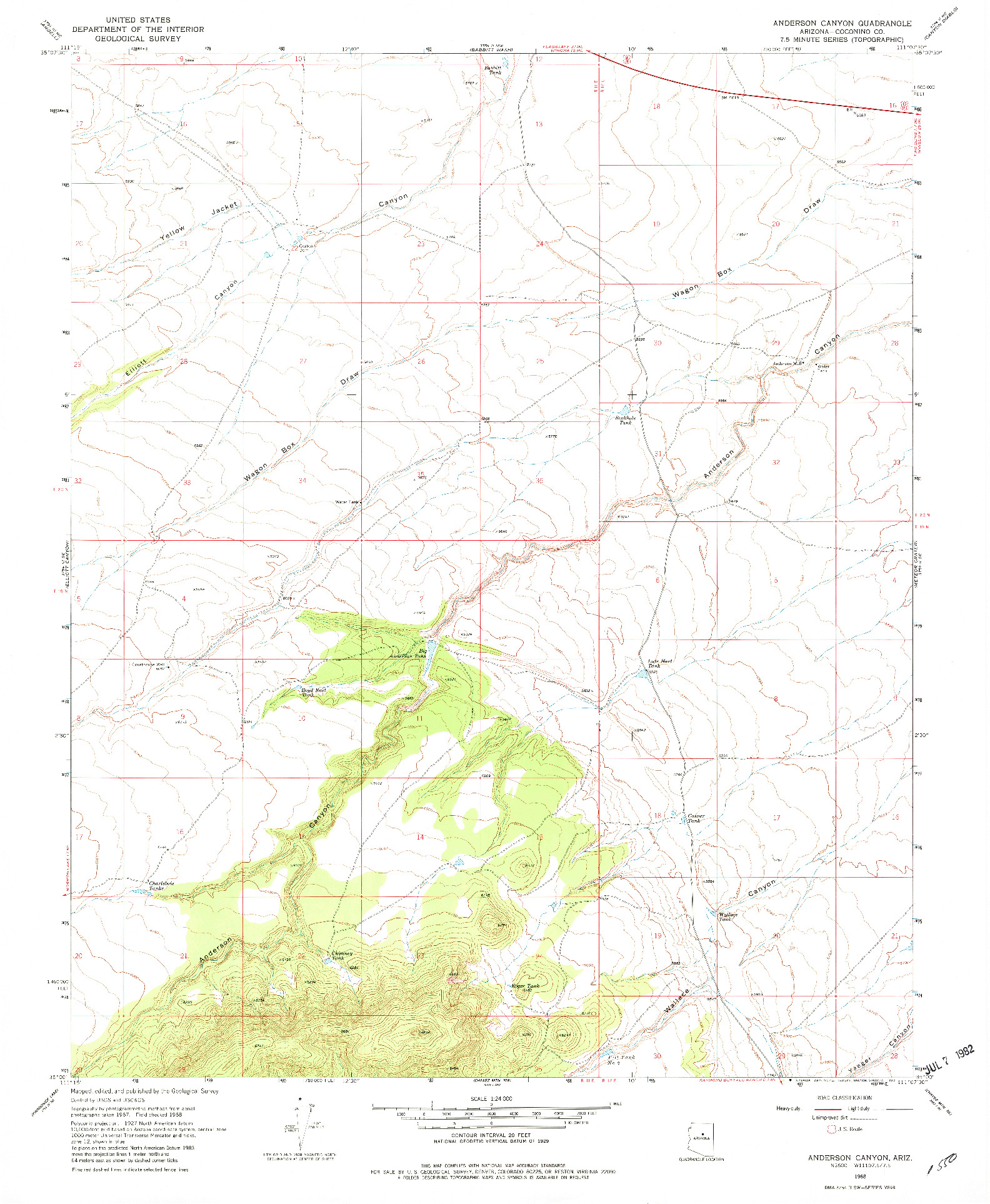 USGS 1:24000-SCALE QUADRANGLE FOR ANDERSON CANYON, AZ 1968