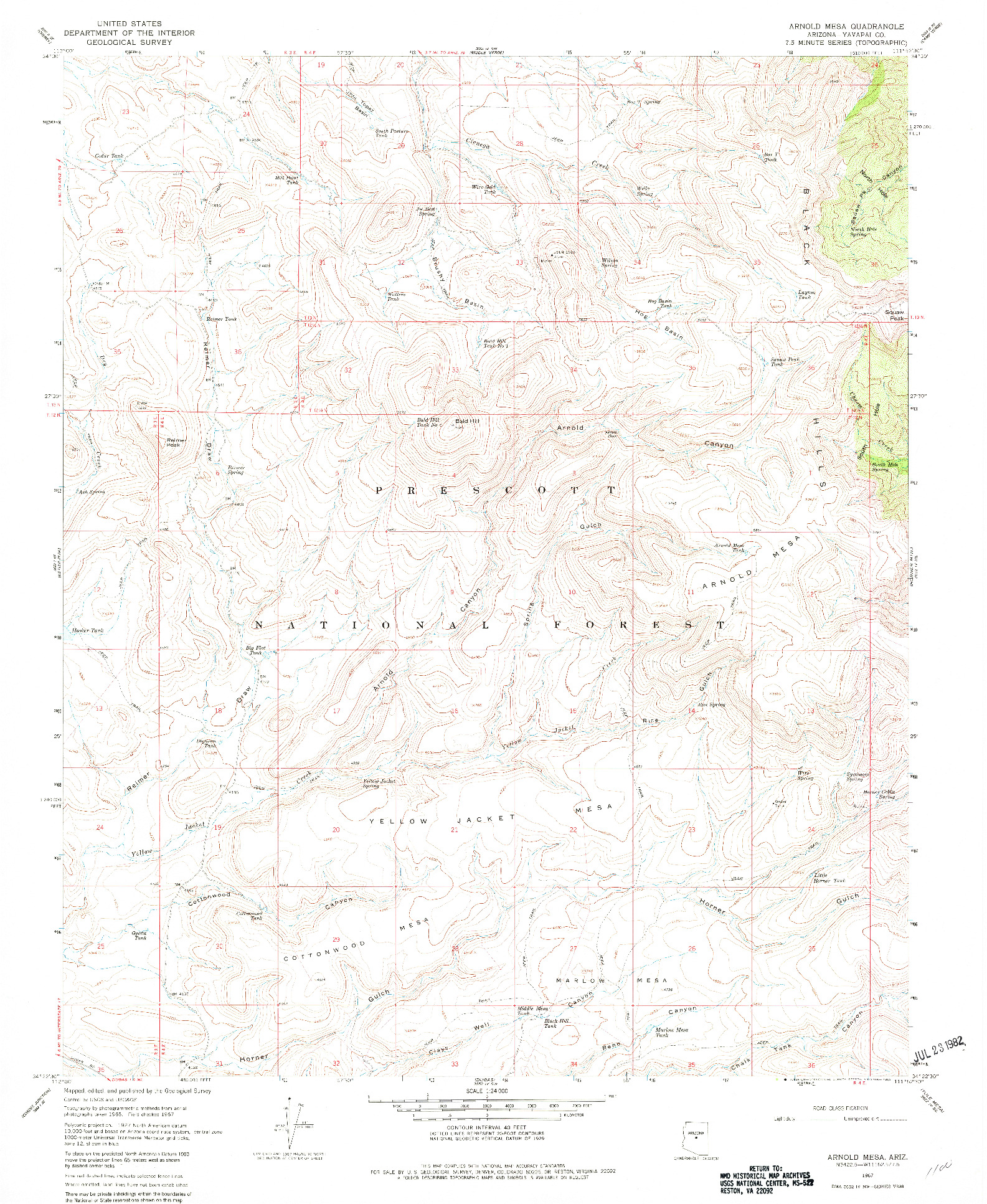 USGS 1:24000-SCALE QUADRANGLE FOR ARNOLD MESA, AZ 1967
