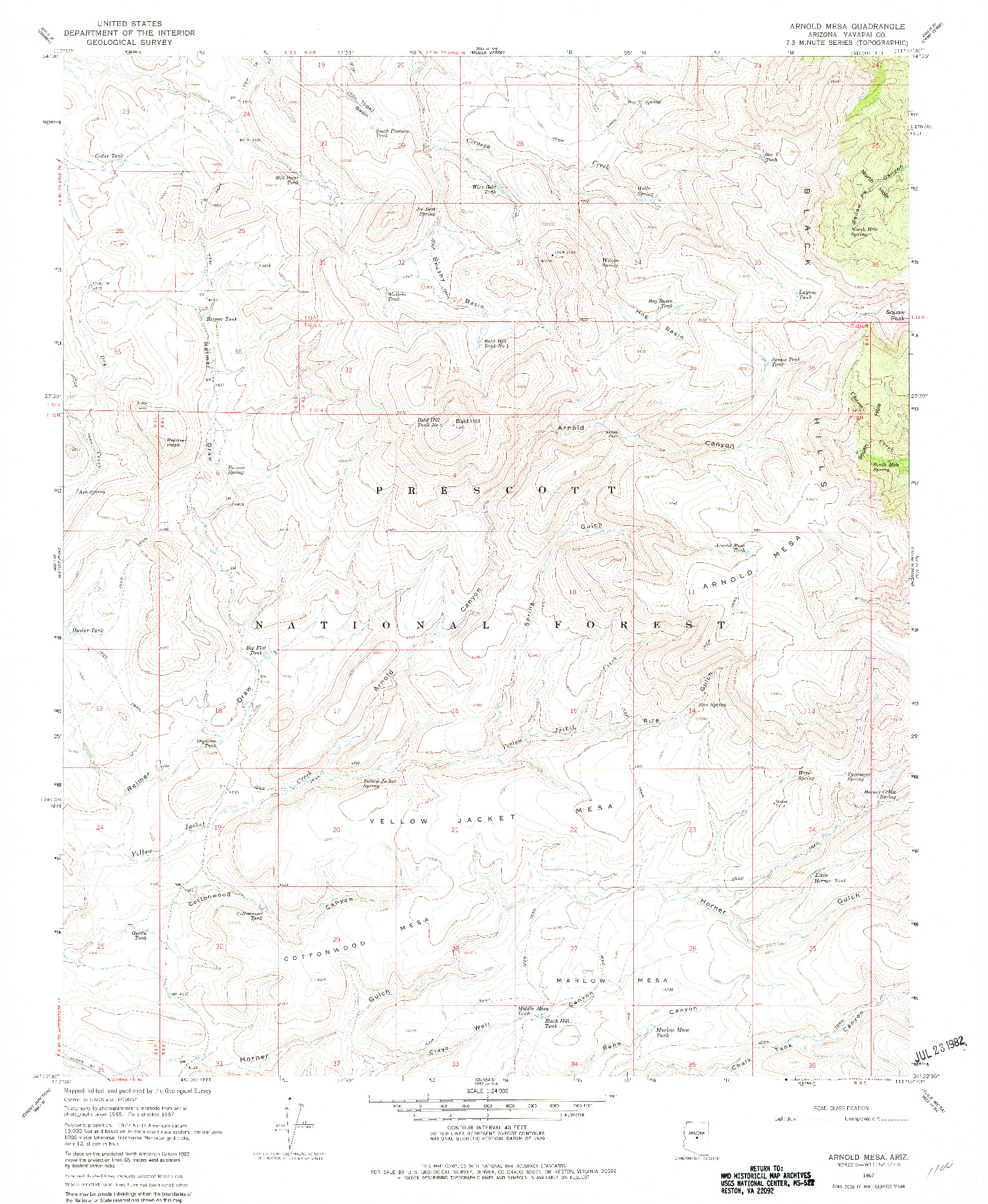 USGS 1:24000-SCALE QUADRANGLE FOR ARNOLD MESA, AZ 1967