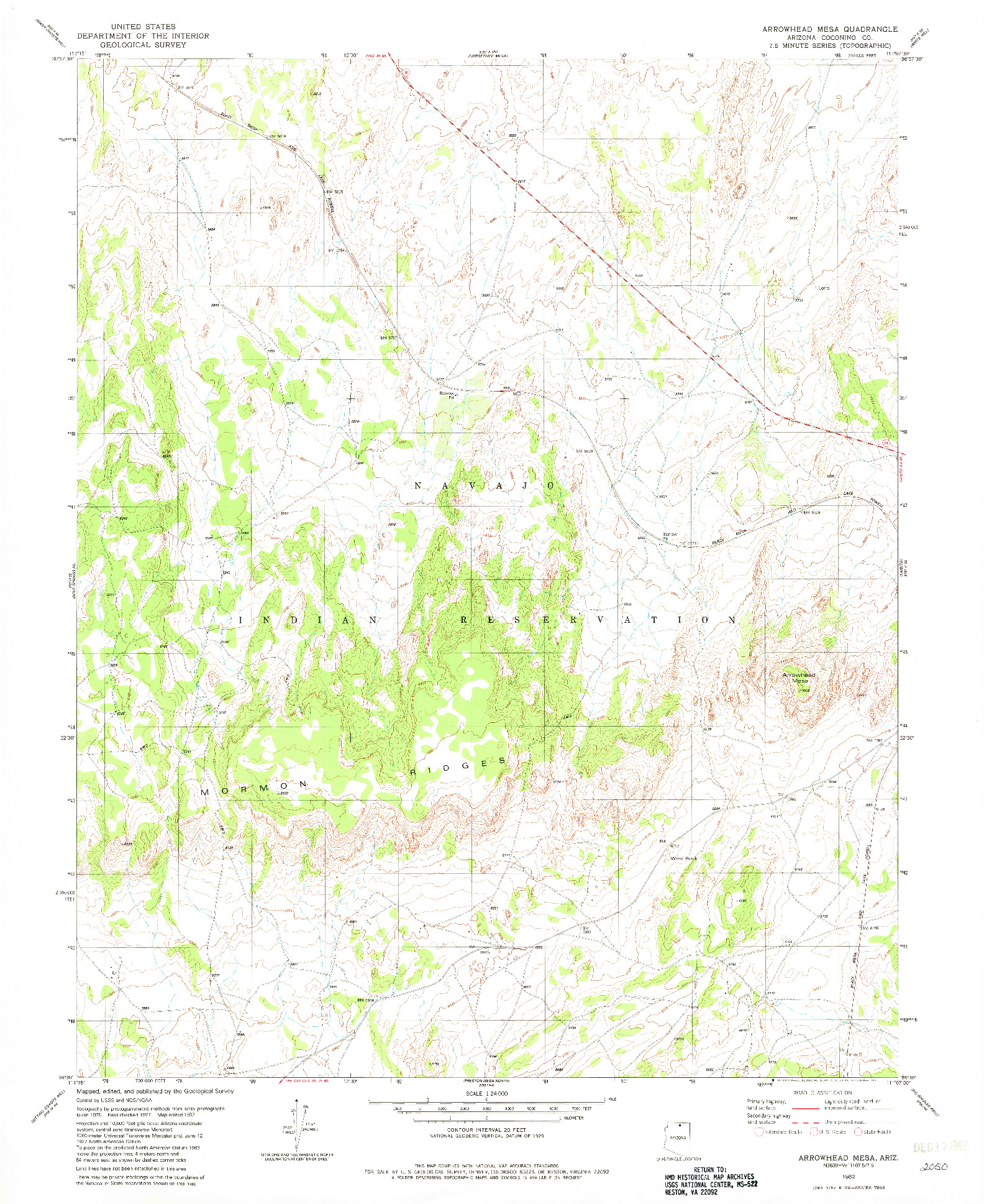 USGS 1:24000-SCALE QUADRANGLE FOR ARROWHEAD MESA, AZ 1982