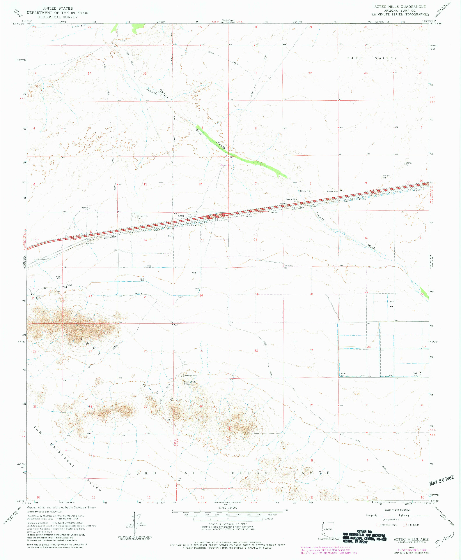 USGS 1:24000-SCALE QUADRANGLE FOR AZTEC HILLS, AZ 1965