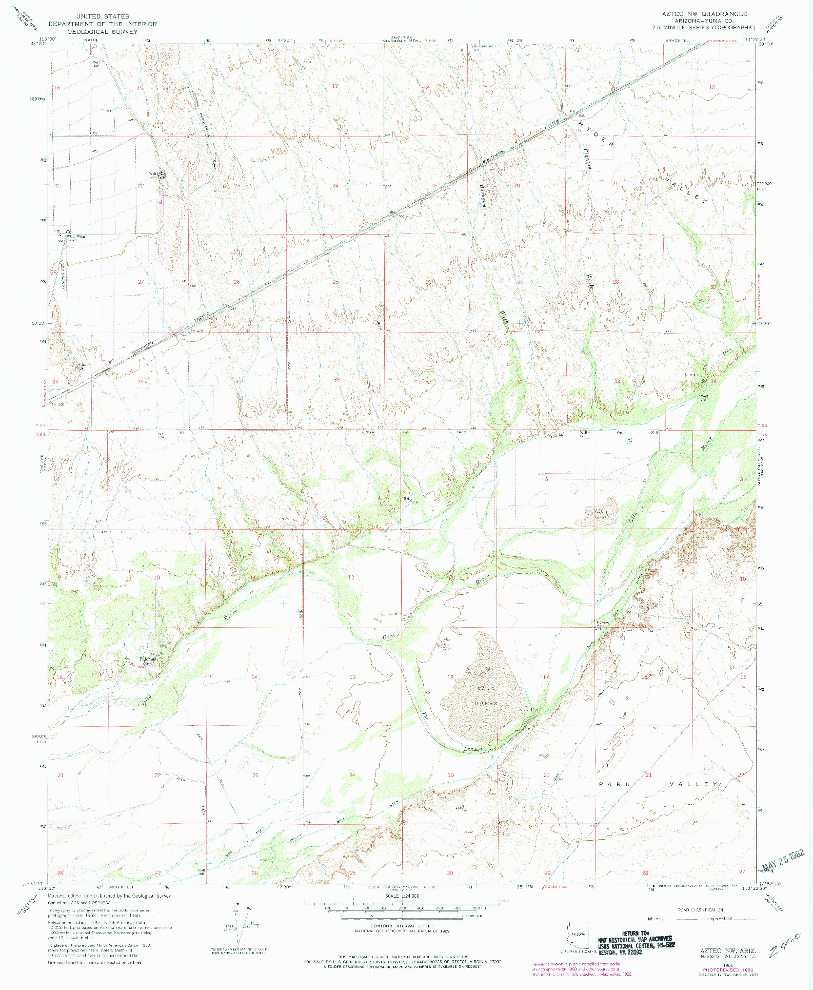 USGS 1:24000-SCALE QUADRANGLE FOR AZTEC NW, AZ 1965