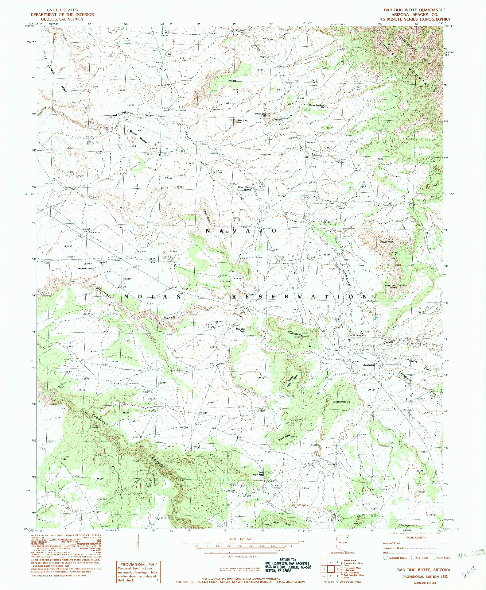 USGS 1:24000-SCALE QUADRANGLE FOR BAD BUG BUTTE, AZ 1982