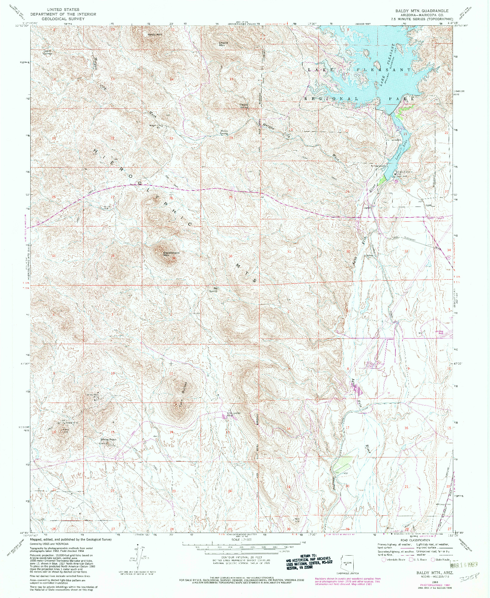 USGS 1:24000-SCALE QUADRANGLE FOR BALDY MTN, AZ 1964