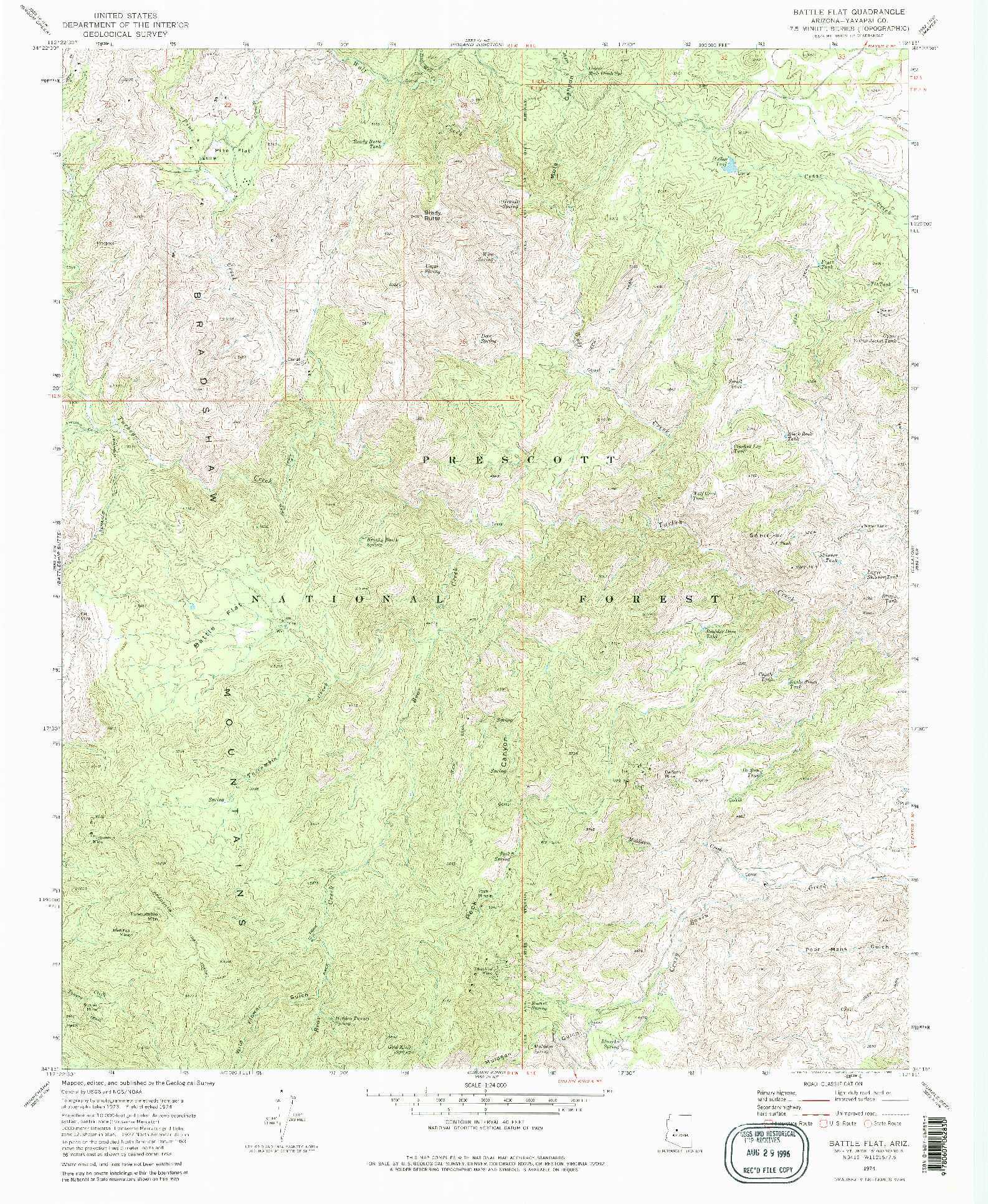 USGS 1:24000-SCALE QUADRANGLE FOR BATTLE FLAT, AZ 1974