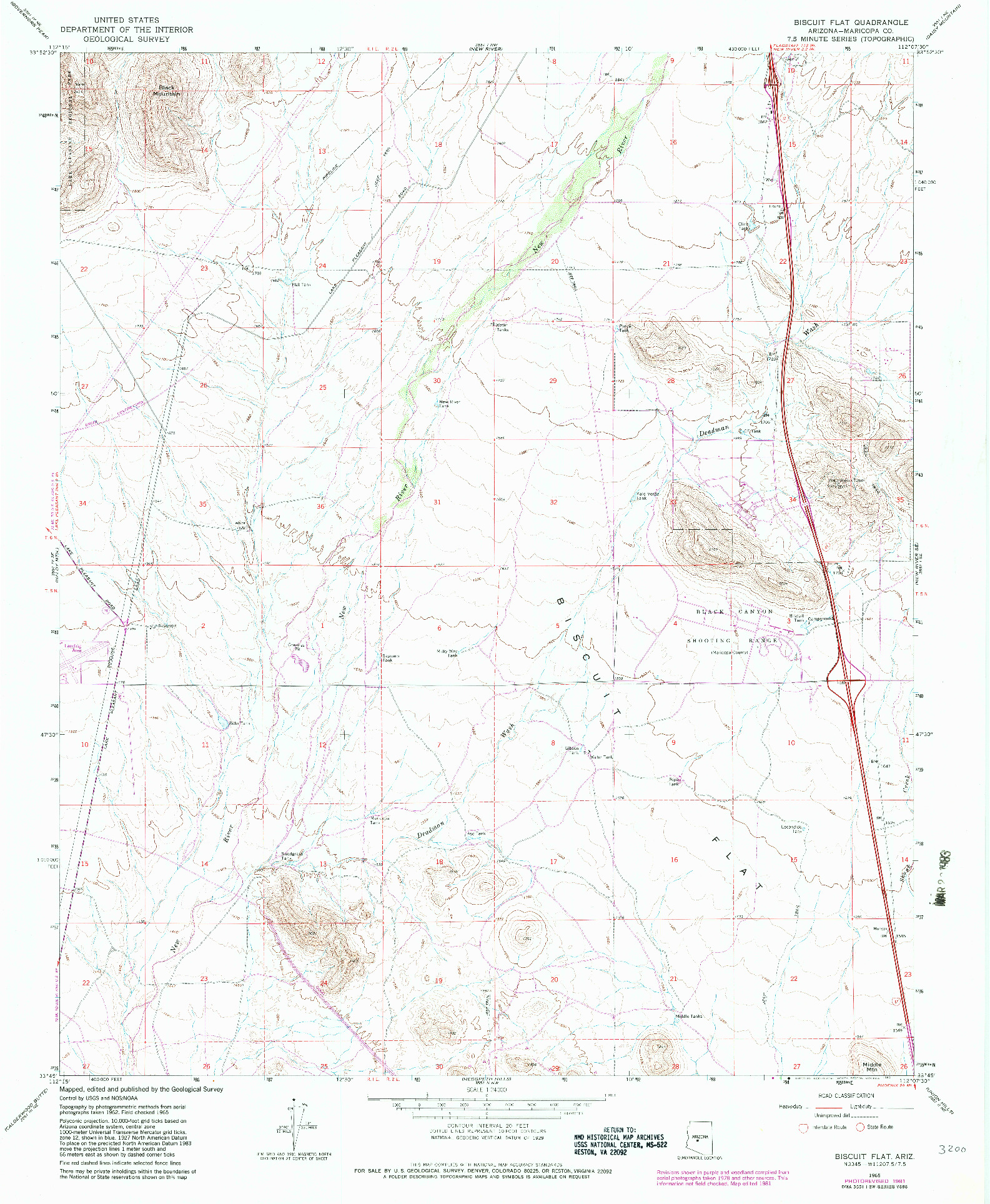 USGS 1:24000-SCALE QUADRANGLE FOR BISCUIT FLAT, AZ 1965