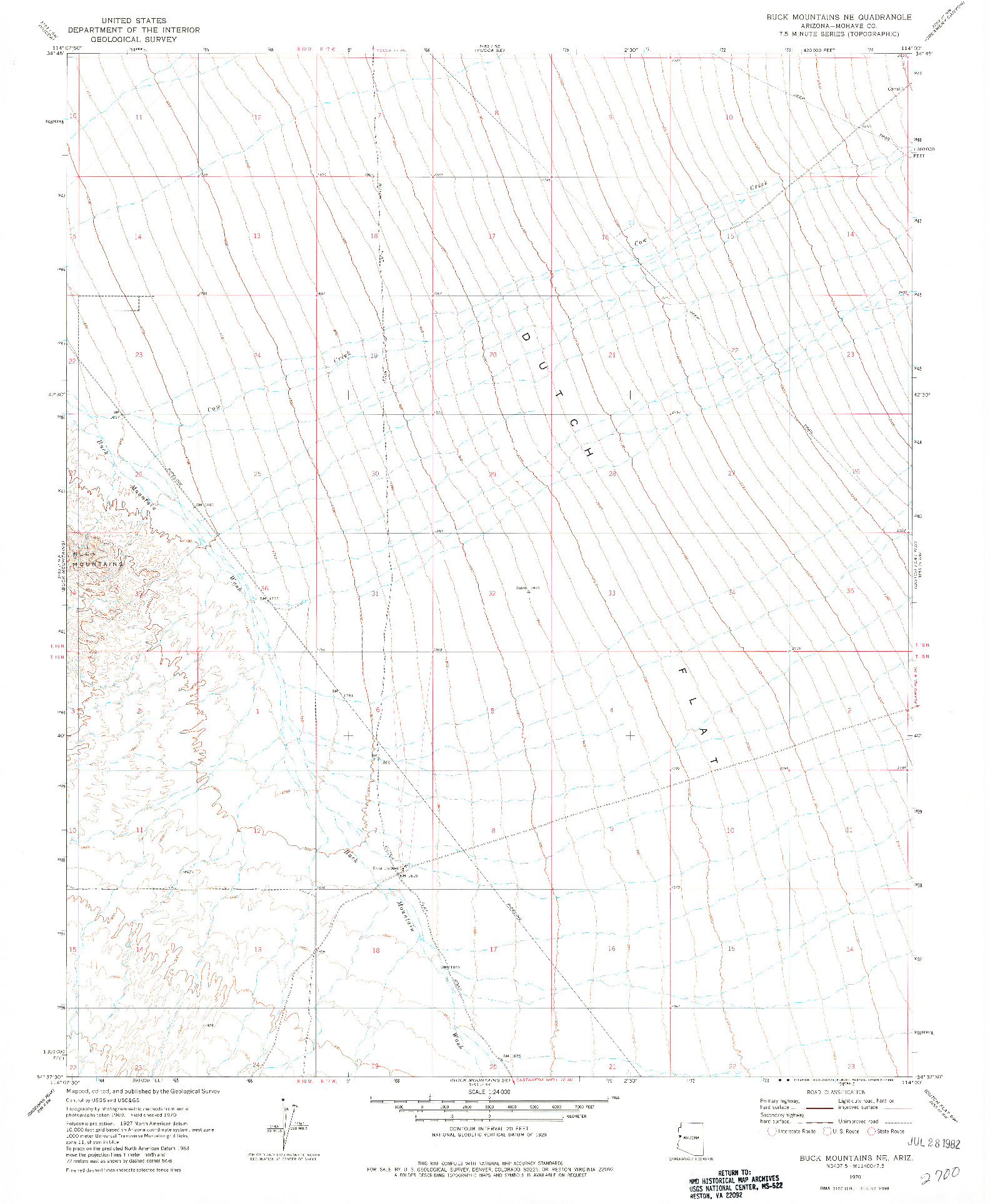 USGS 1:24000-SCALE QUADRANGLE FOR BUCK MOUNTAINS NE, AZ 1970