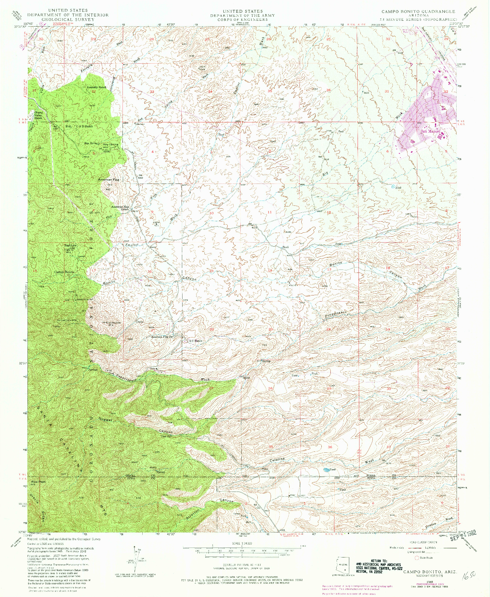 USGS 1:24000-SCALE QUADRANGLE FOR CAMPO BONITO, AZ 1948