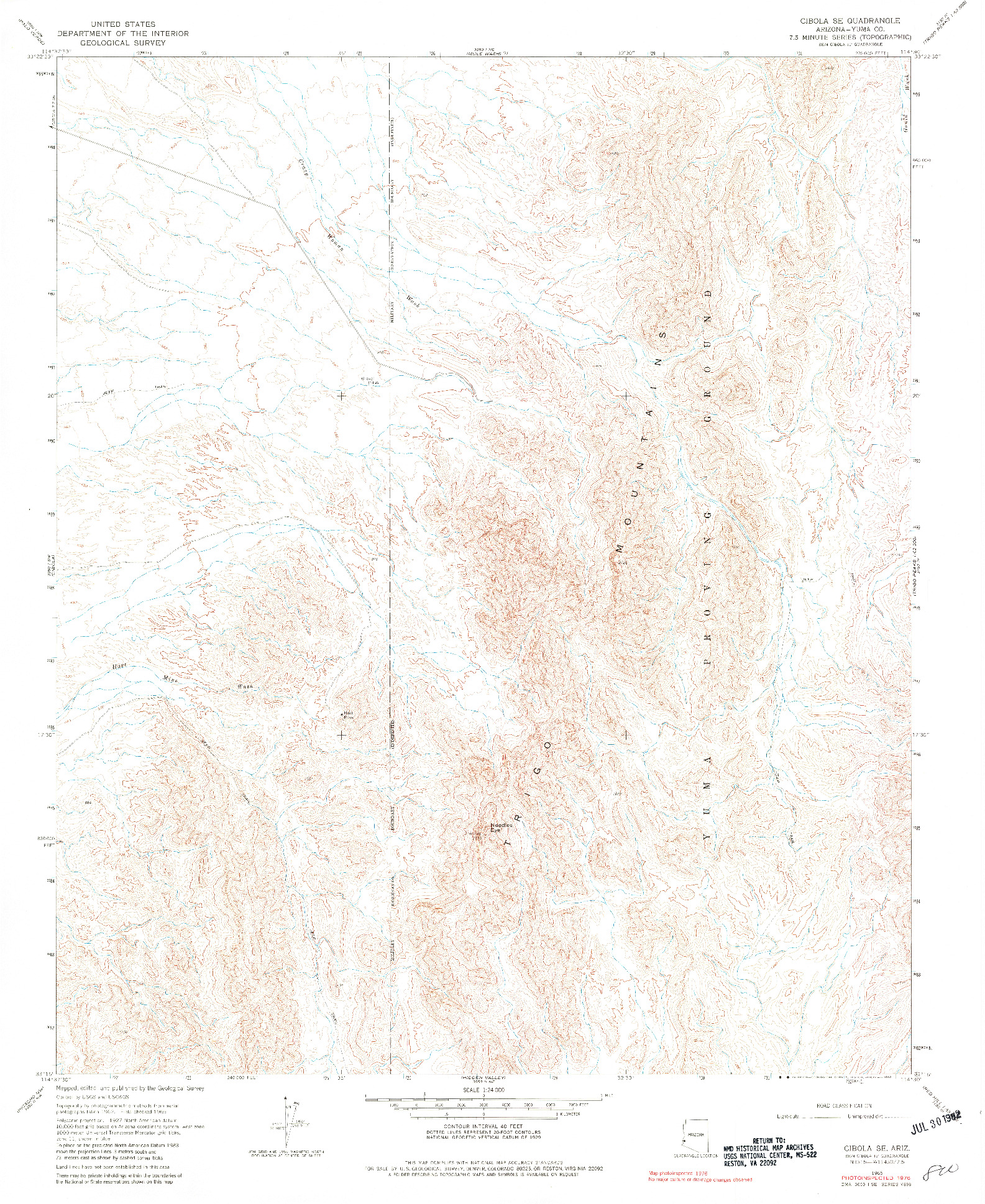 USGS 1:24000-SCALE QUADRANGLE FOR CIBOLA SE, AZ 1965