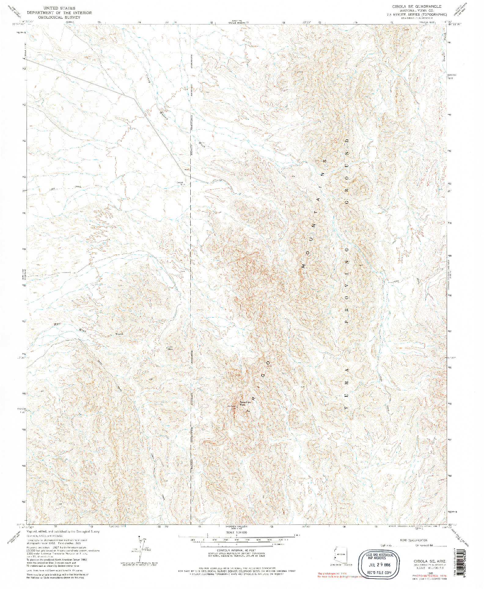 USGS 1:24000-SCALE QUADRANGLE FOR CIBOLA SE, AZ 1965