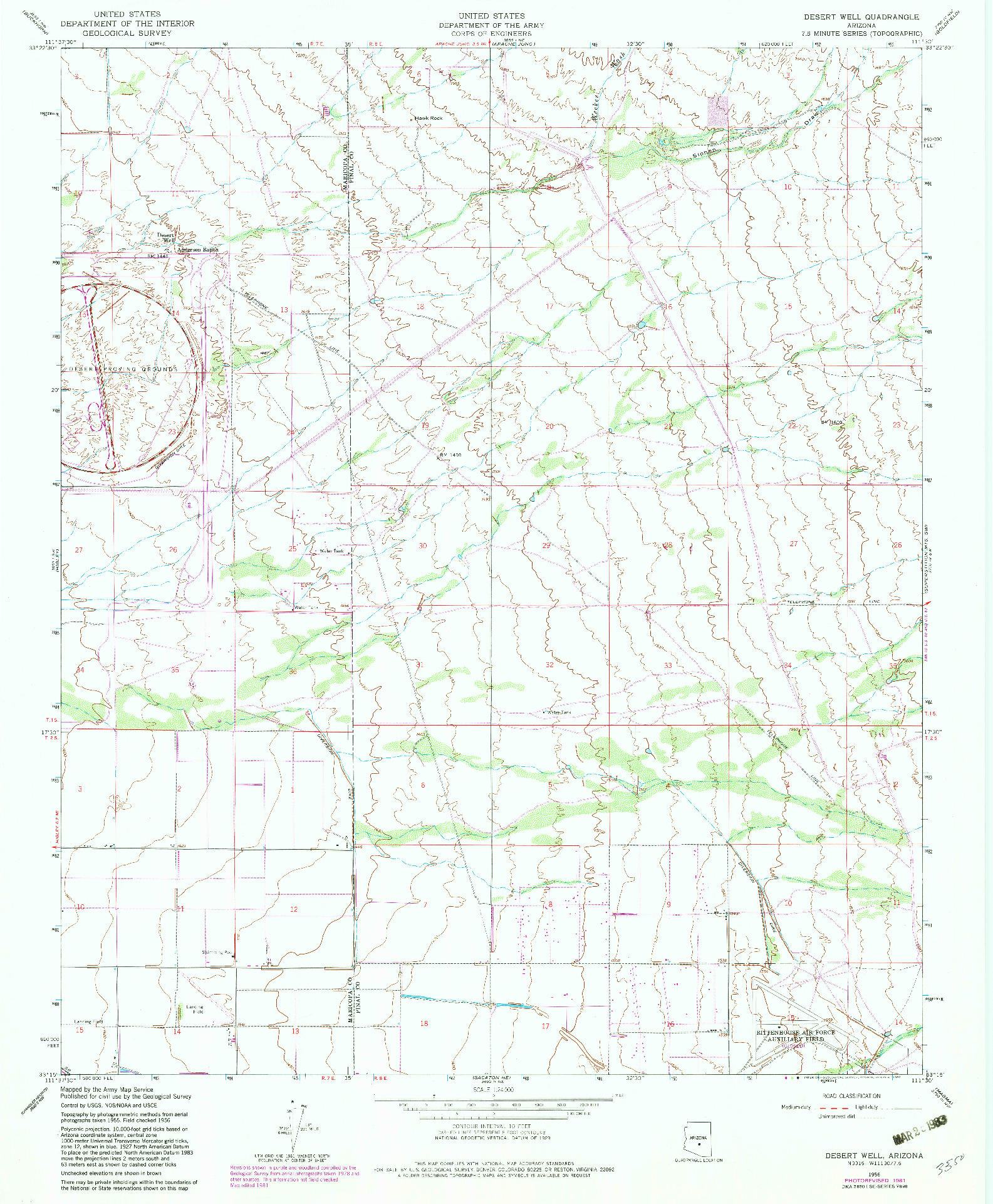 USGS 1:24000-SCALE QUADRANGLE FOR DESERT WELL, AZ 1956