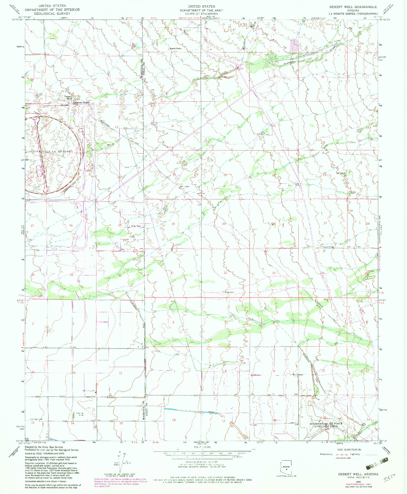 USGS 1:24000-SCALE QUADRANGLE FOR DESERT WELL, AZ 1956