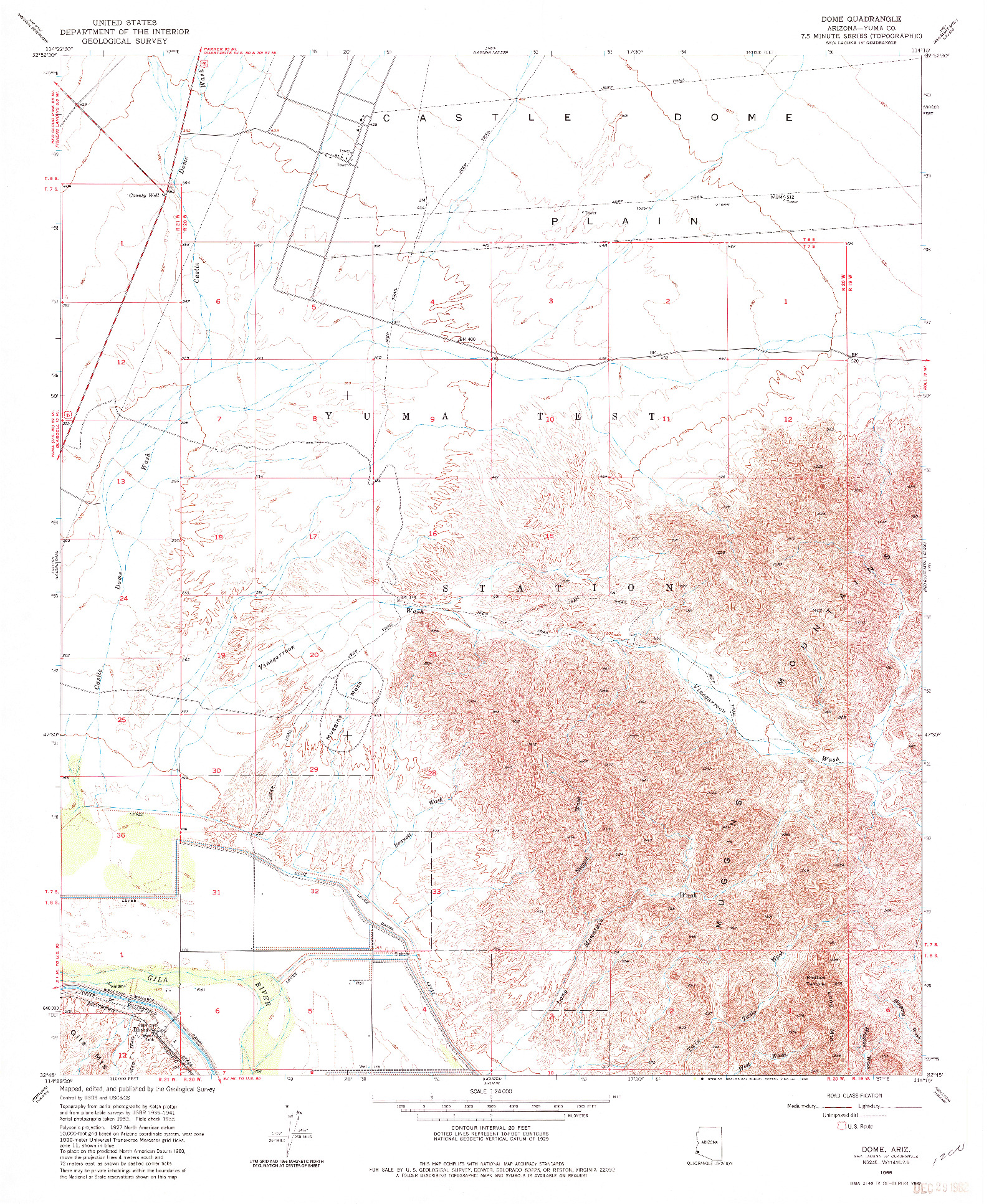 USGS 1:24000-SCALE QUADRANGLE FOR DOME, AZ 1955