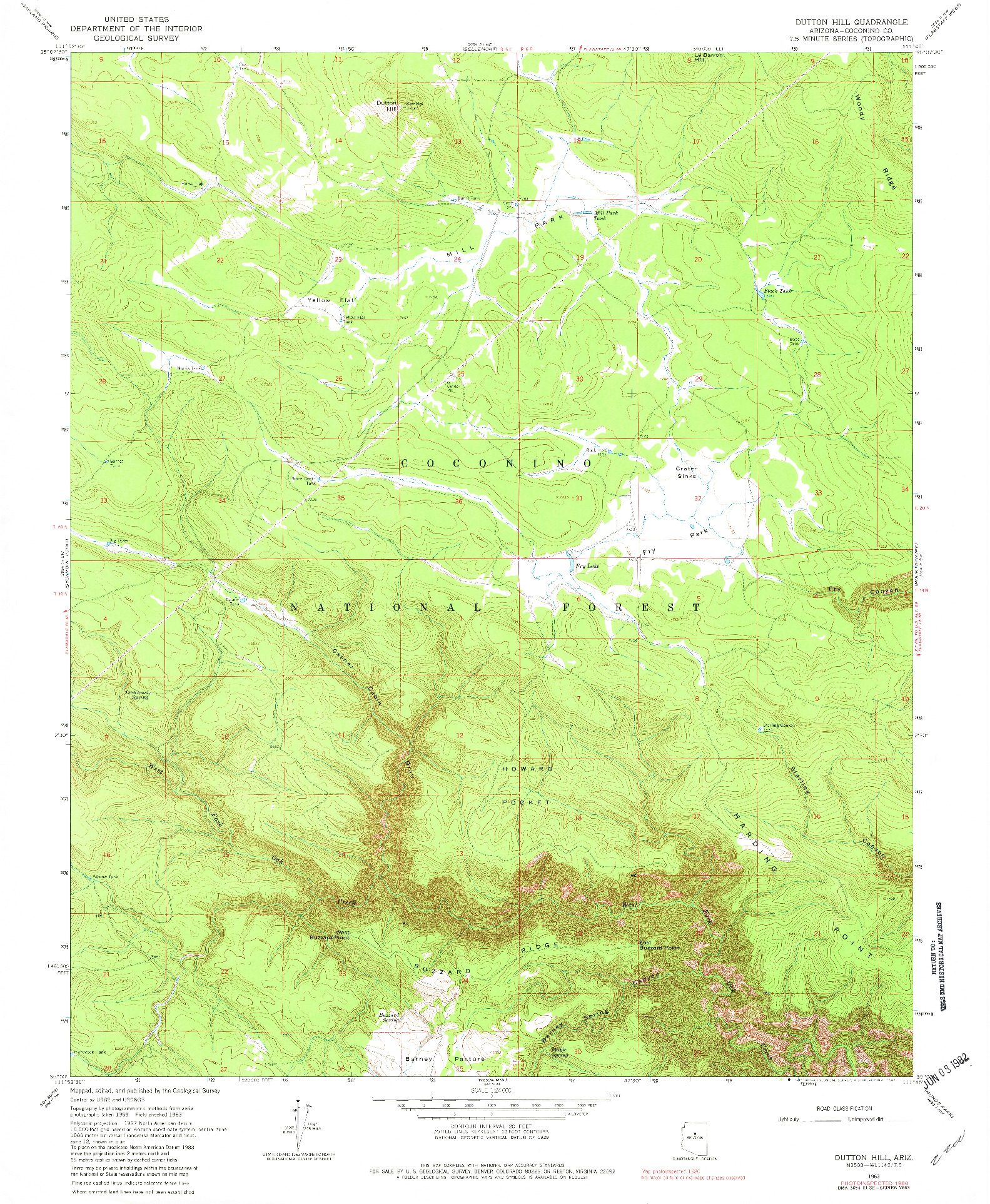 USGS 1:24000-SCALE QUADRANGLE FOR DUTTON HILL, AZ 1963