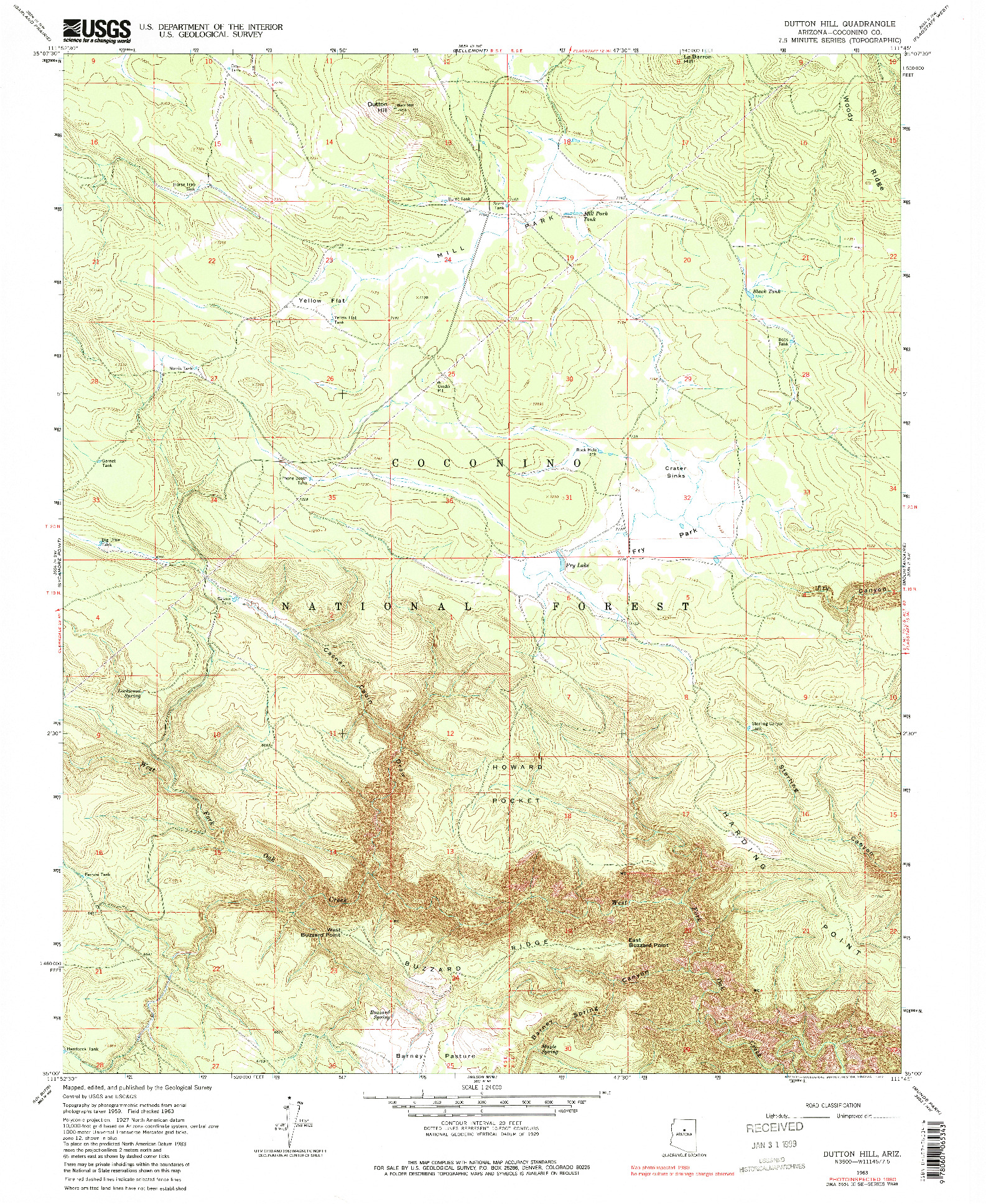 USGS 1:24000-SCALE QUADRANGLE FOR DUTTON HILL, AZ 1963