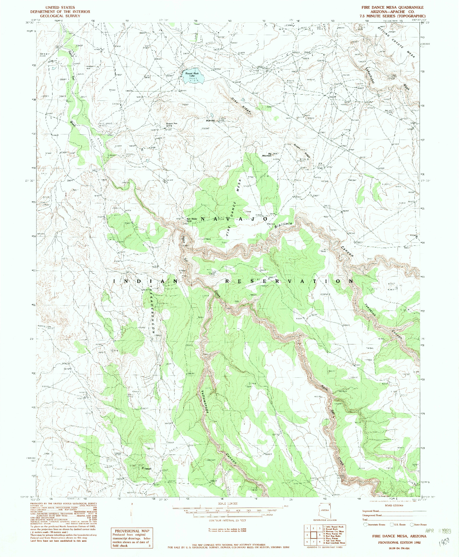 USGS 1:24000-SCALE QUADRANGLE FOR FIRE DANCE MESA, AZ 1982