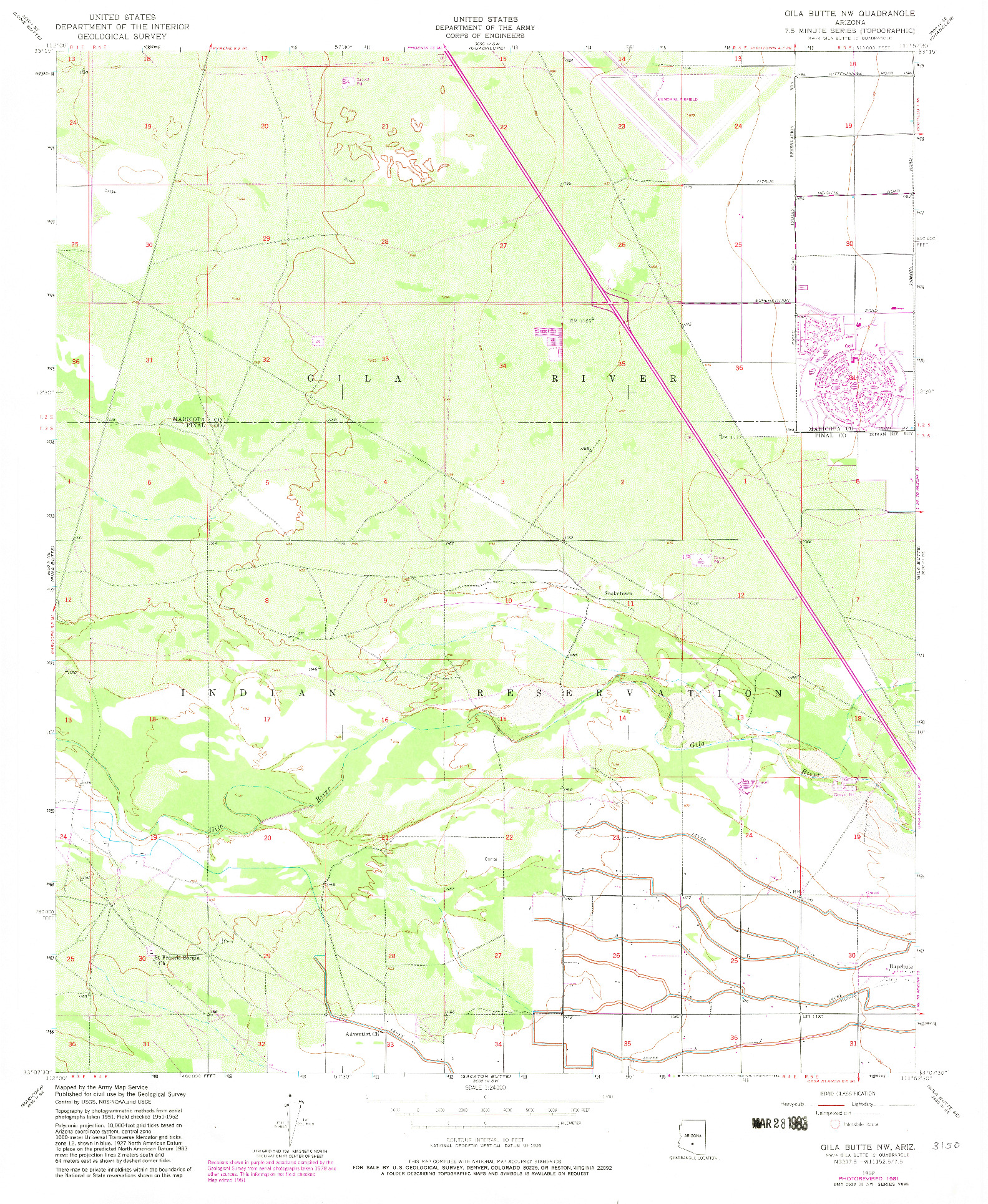 USGS 1:24000-SCALE QUADRANGLE FOR GILA BUTTE NW, AZ 1952