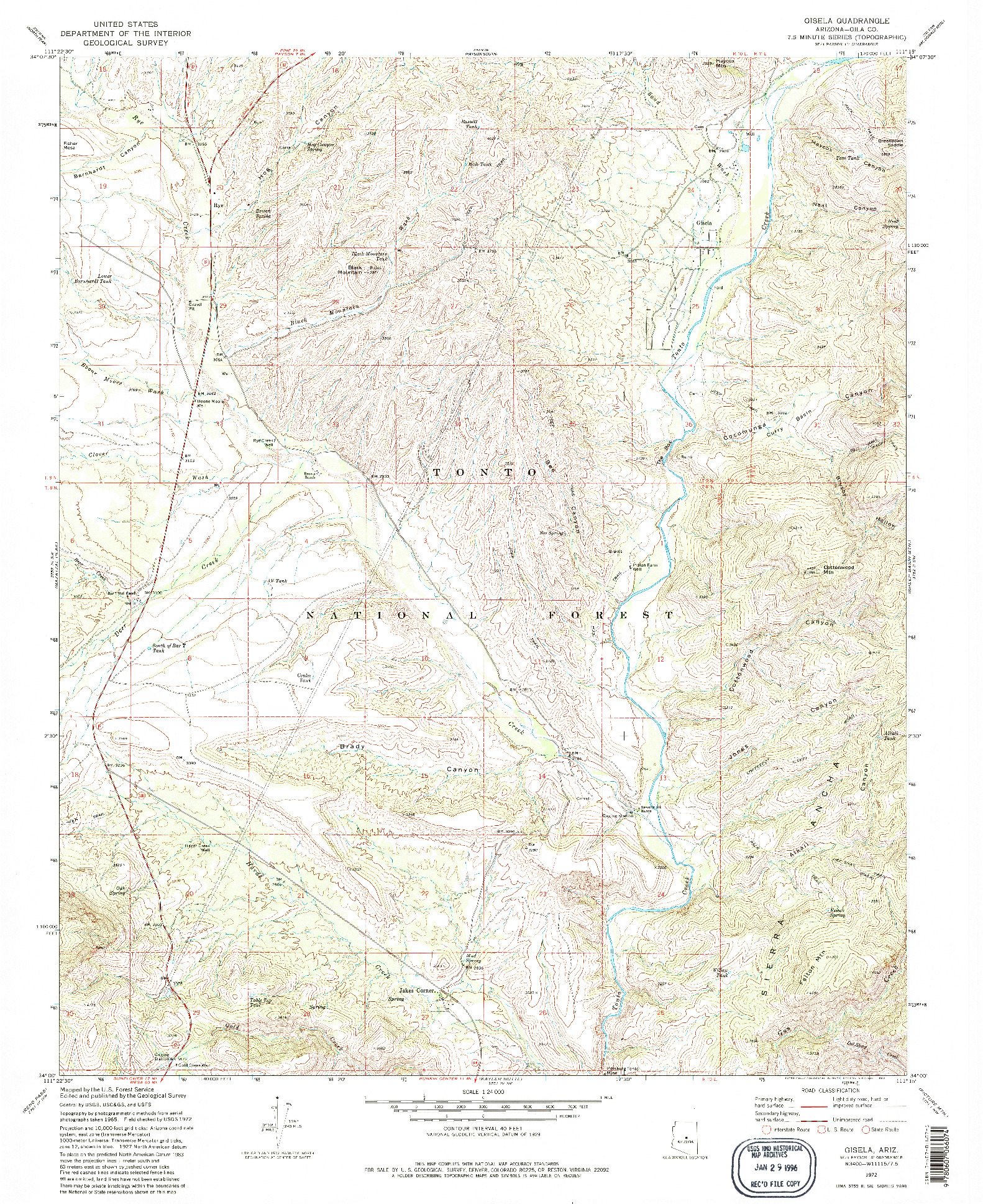 USGS 1:24000-SCALE QUADRANGLE FOR GISELA, AZ 1972