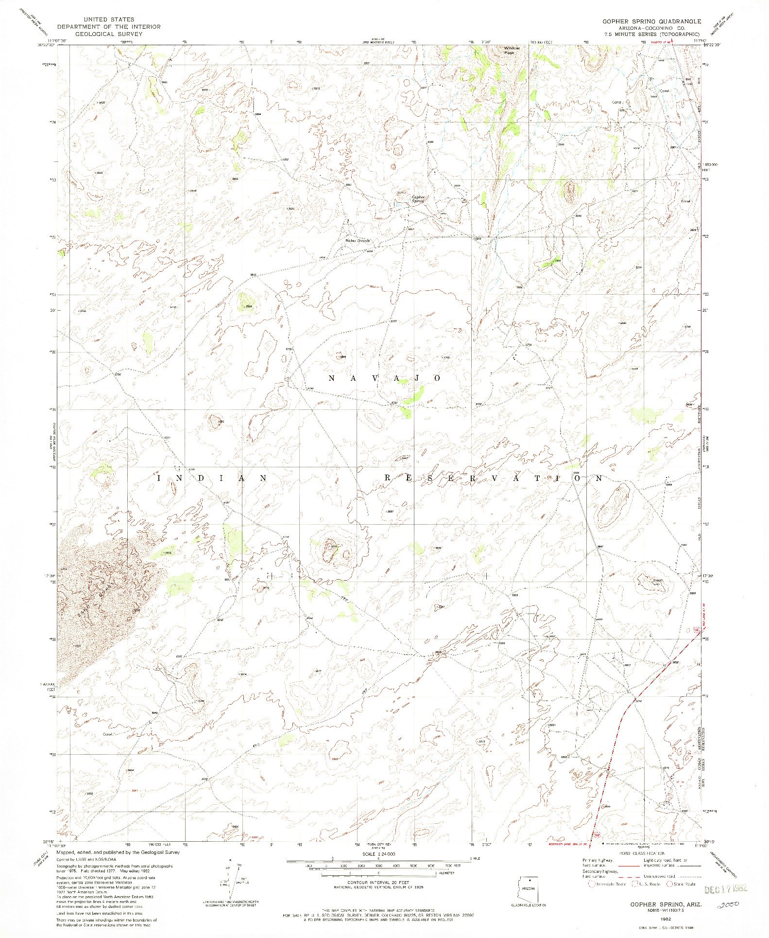 USGS 1:24000-SCALE QUADRANGLE FOR GOPHER SPRING, AZ 1982