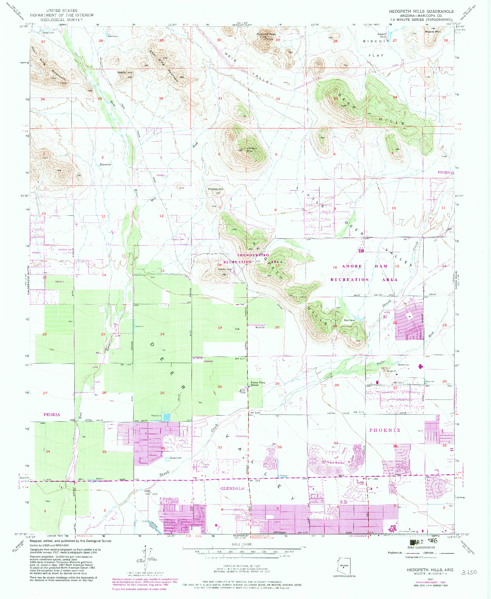 USGS 1:24000-SCALE QUADRANGLE FOR HEDGPETH HILLS, AZ 1957