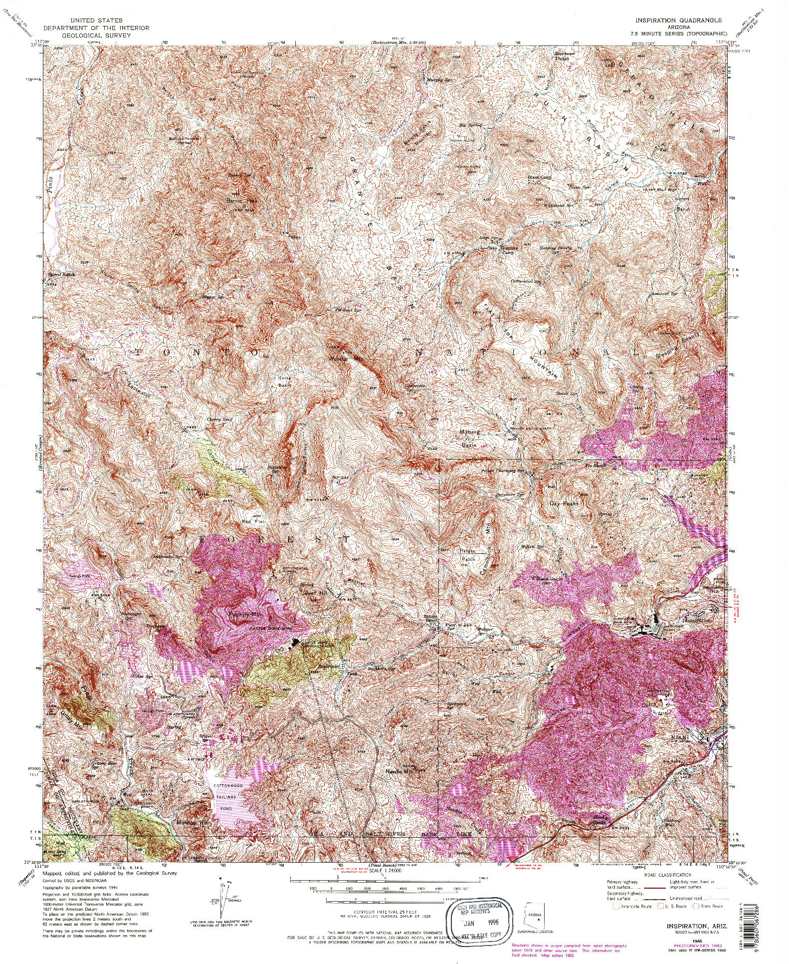 USGS 1:24000-SCALE QUADRANGLE FOR INSPIRATION, AZ 1945