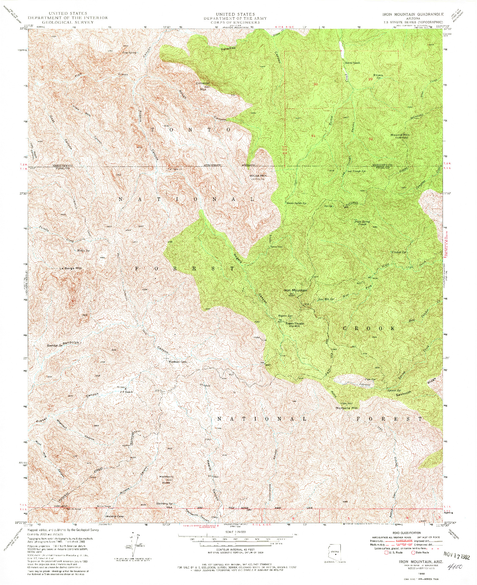 USGS 1:24000-SCALE QUADRANGLE FOR IRON MOUNTAIN, AZ 1948