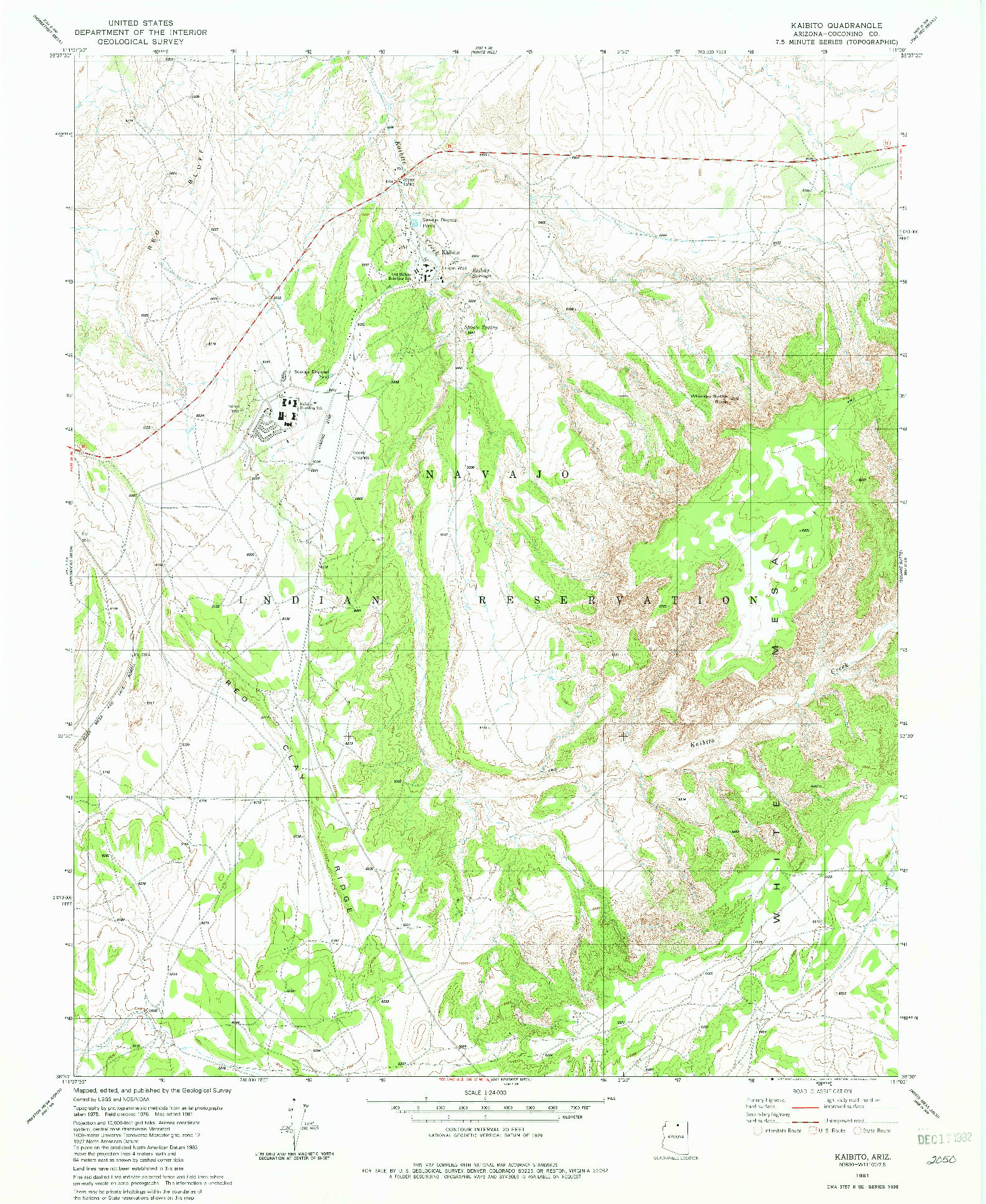 USGS 1:24000-SCALE QUADRANGLE FOR KAIBITO, AZ 1981