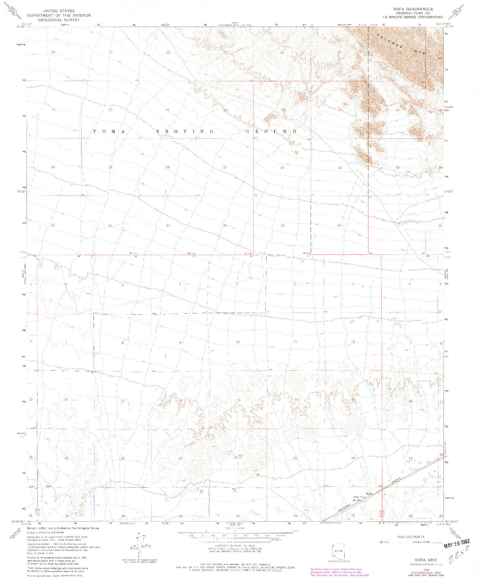 USGS 1:24000-SCALE QUADRANGLE FOR KOFA, AZ 1965