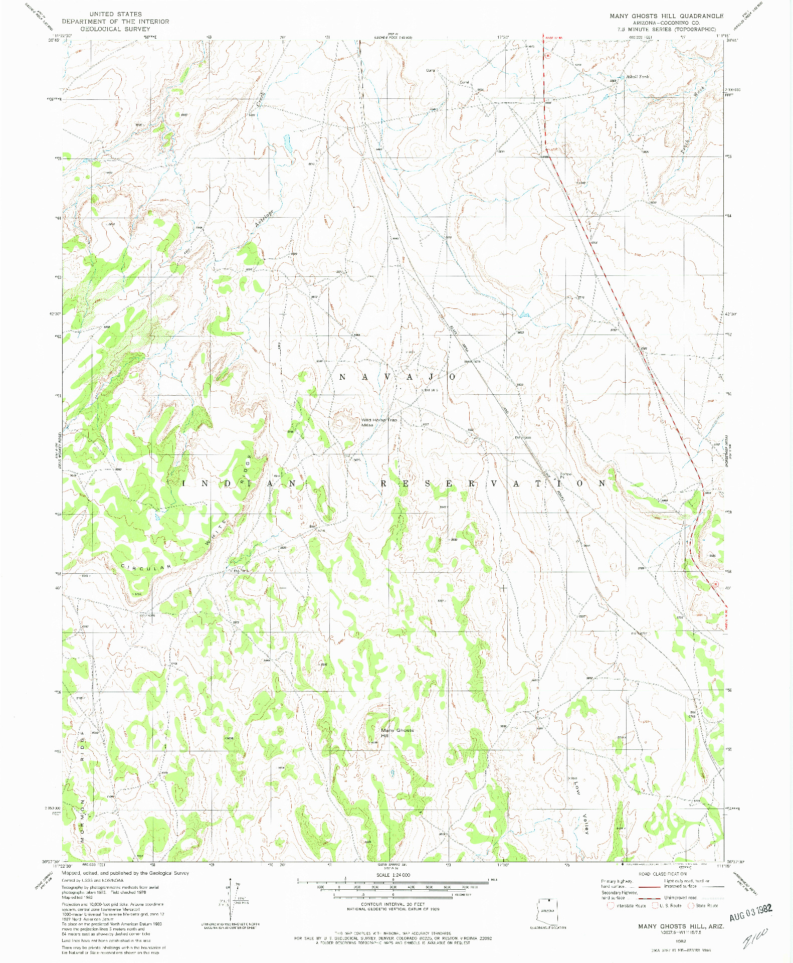 USGS 1:24000-SCALE QUADRANGLE FOR MANY GHOSTS HILL, AZ 1982