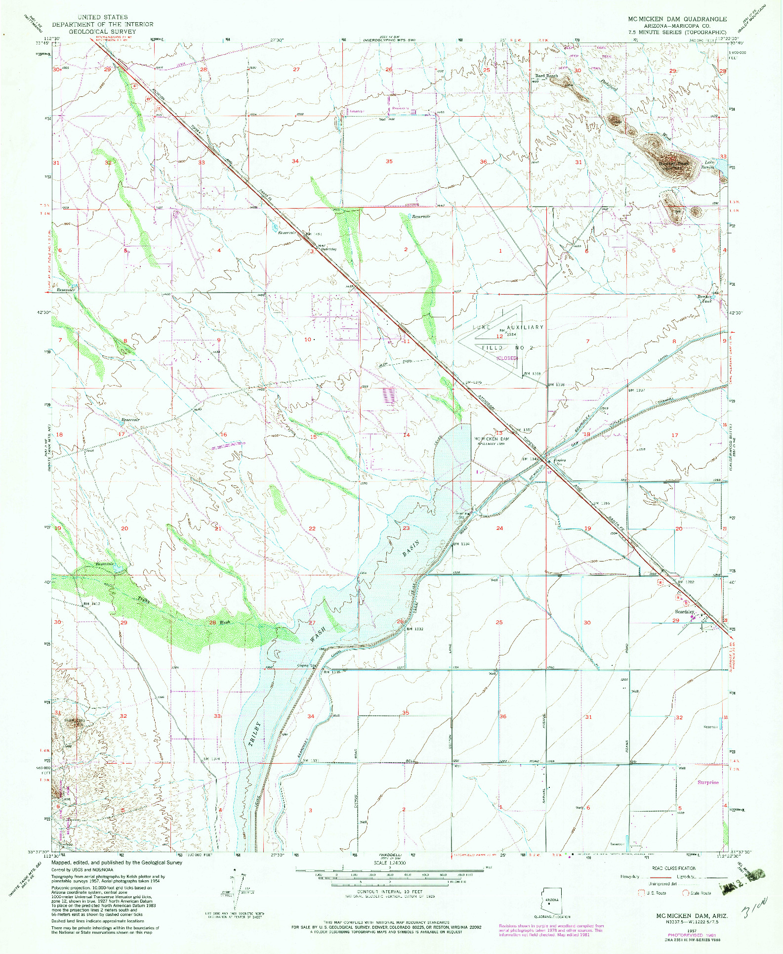 USGS 1:24000-SCALE QUADRANGLE FOR MCMICKEN DAM, AZ 1957