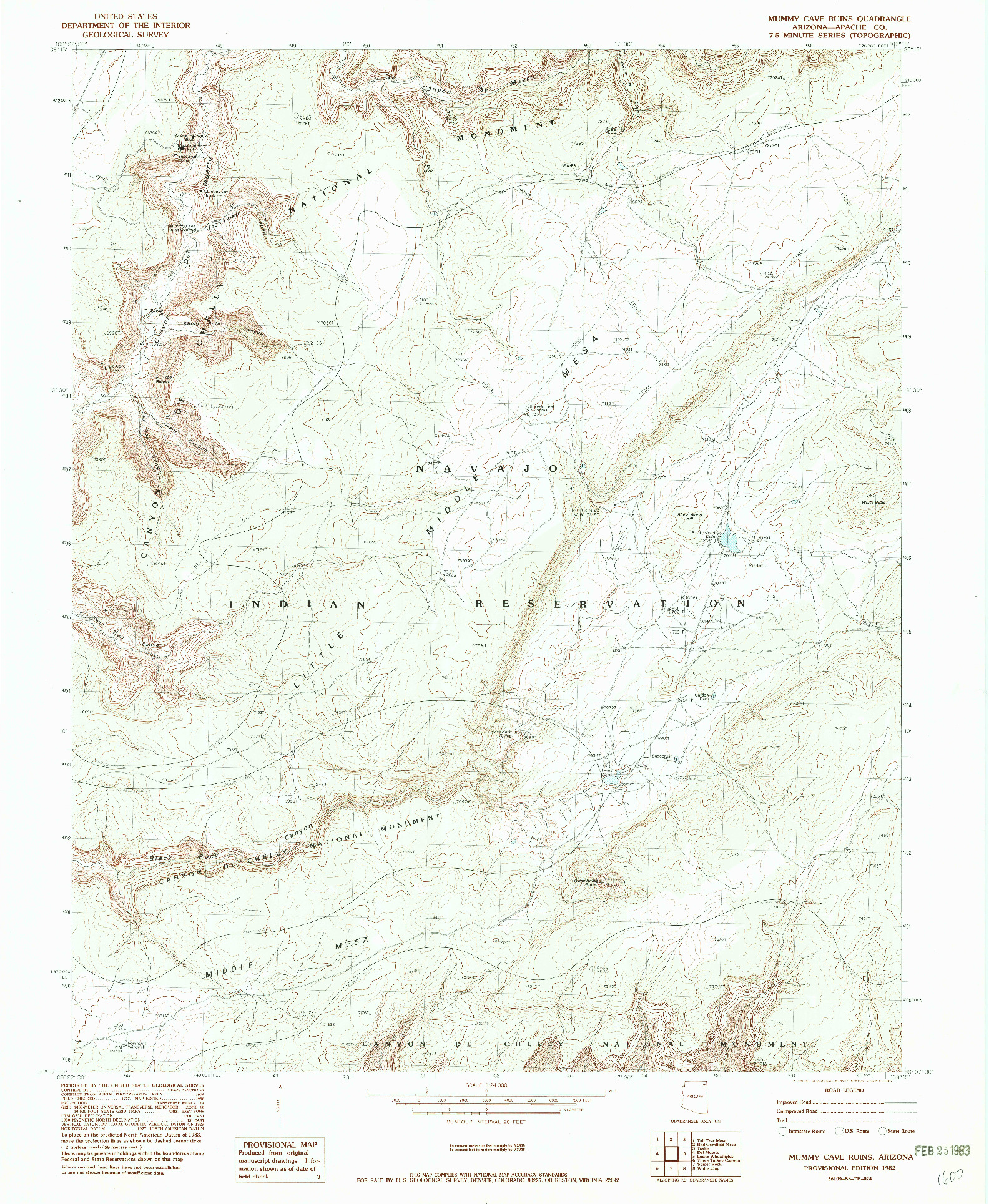 USGS 1:24000-SCALE QUADRANGLE FOR MUMMY CAVE RUINS, AZ 1982