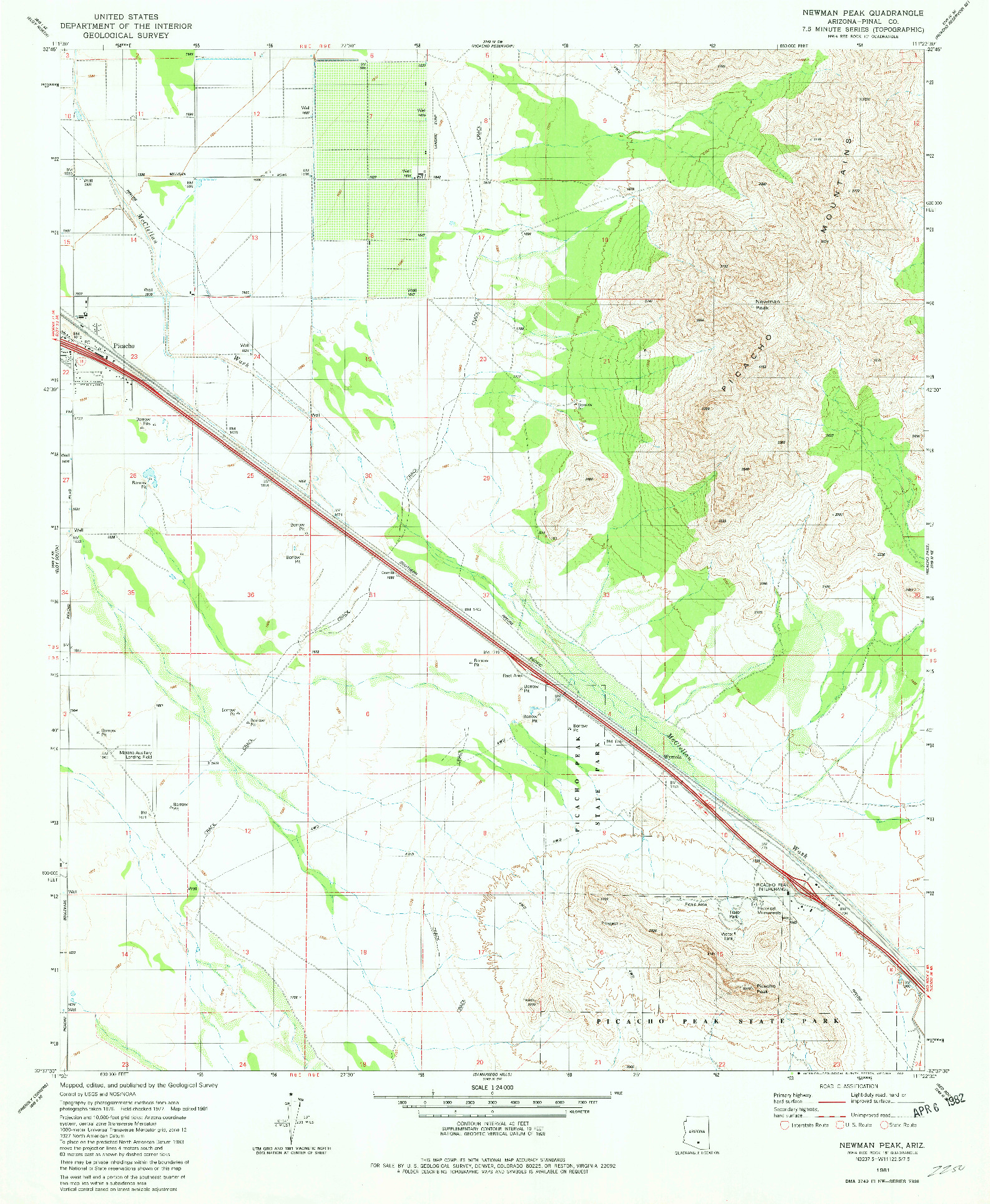 USGS 1:24000-SCALE QUADRANGLE FOR NEWMAN PEAK, AZ 1981