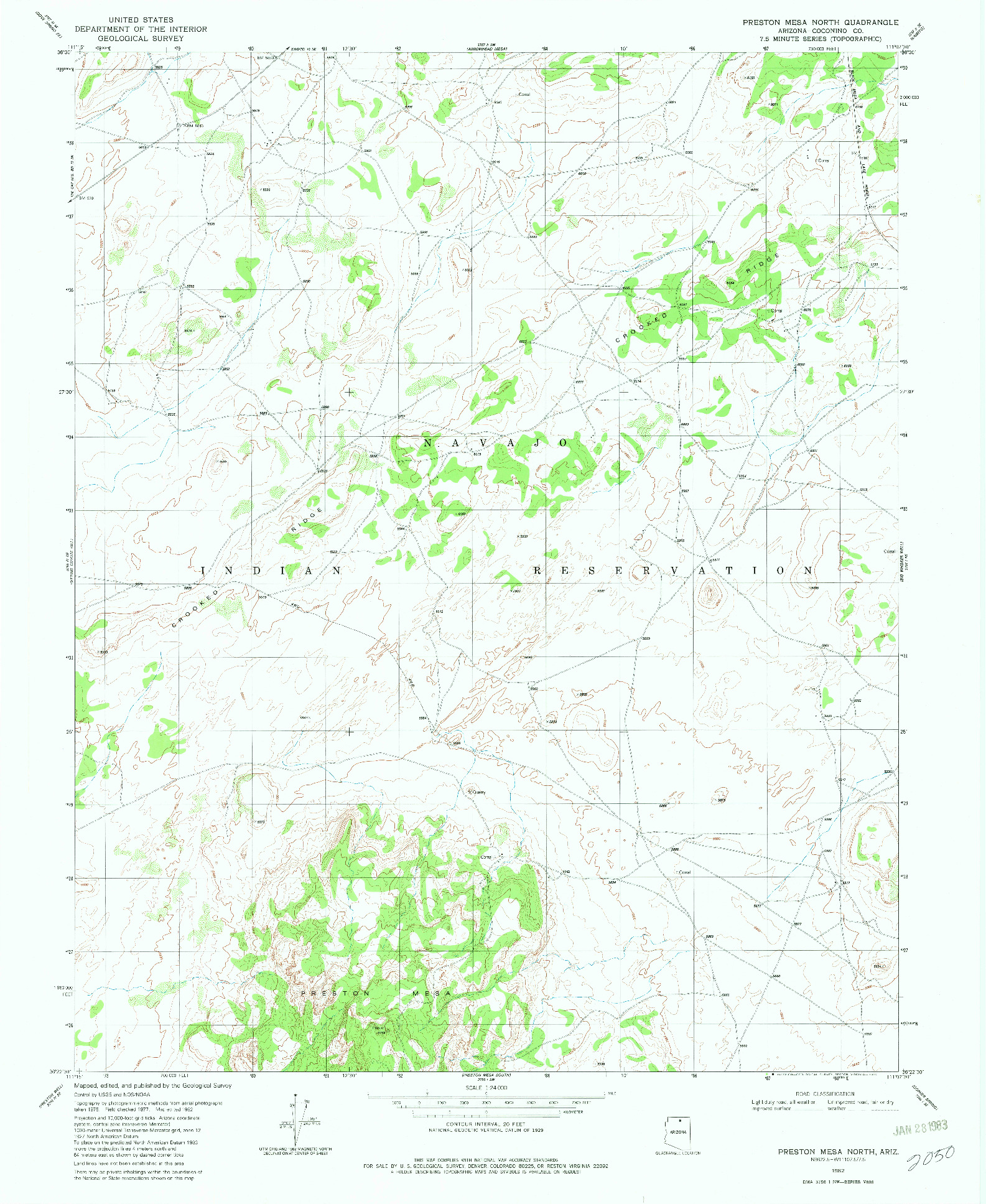 USGS 1:24000-SCALE QUADRANGLE FOR PRESTON MESA NORTH, AZ 1982