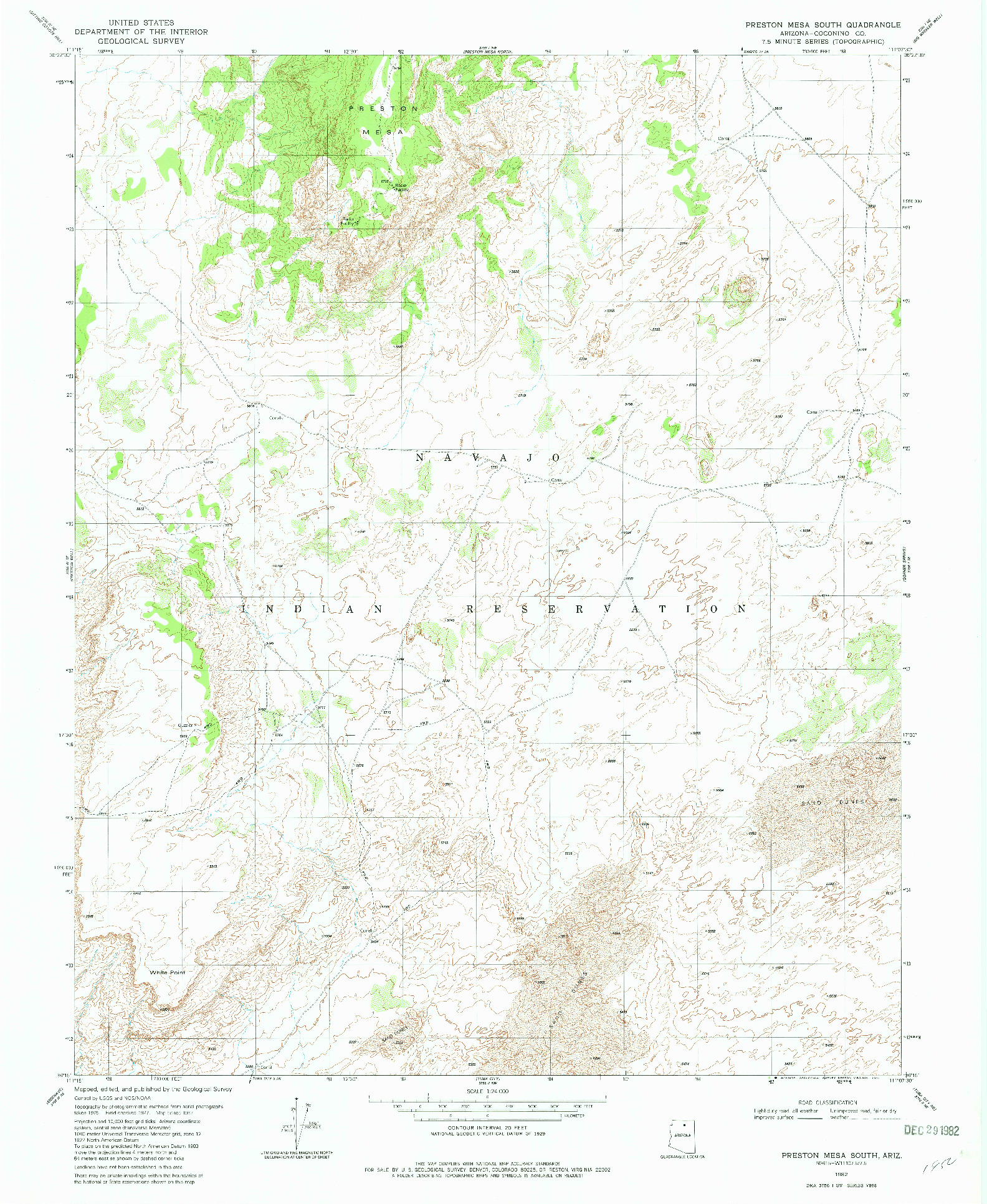 USGS 1:24000-SCALE QUADRANGLE FOR PRESTON MESA SOUTH, AZ 1982