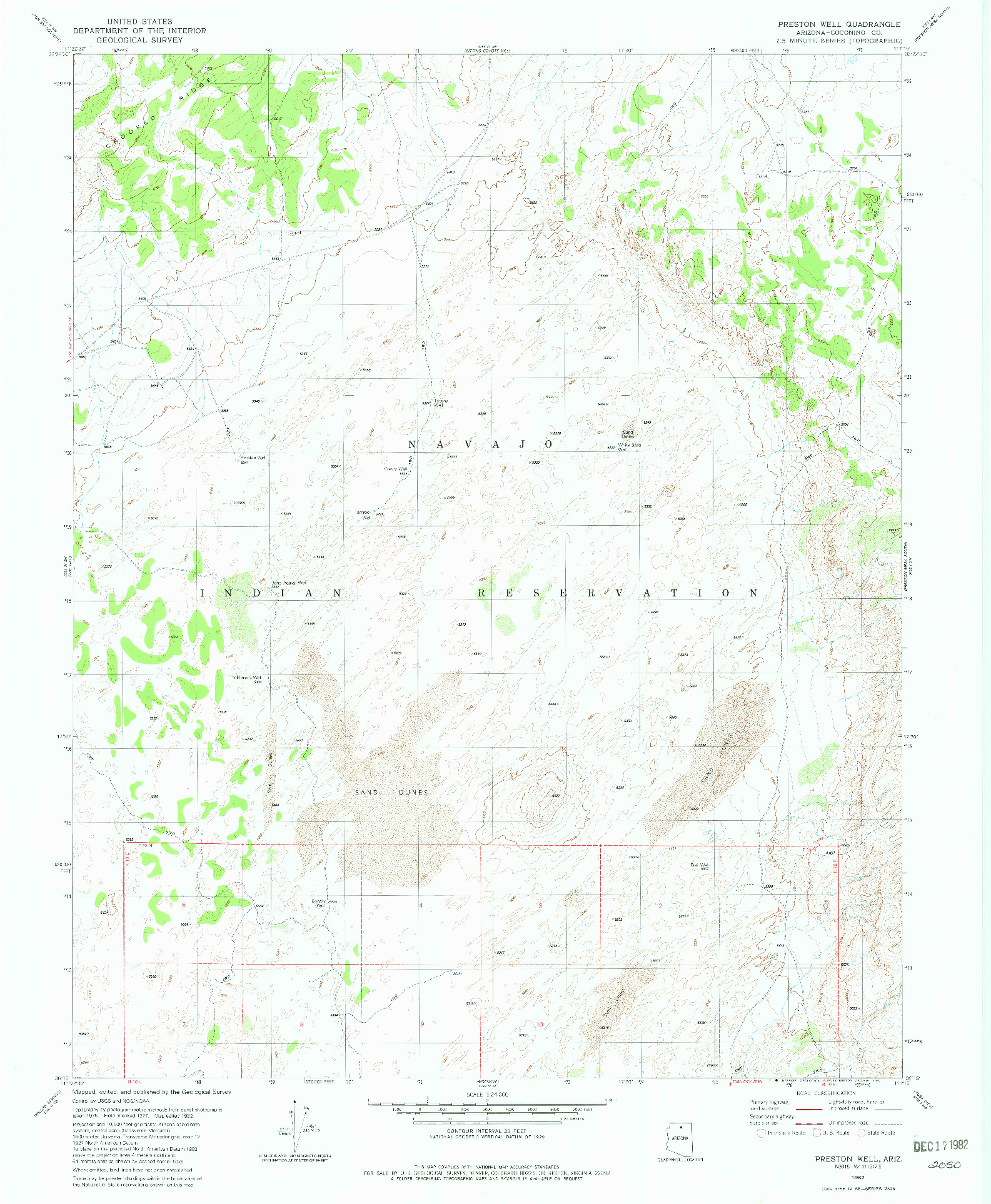 USGS 1:24000-SCALE QUADRANGLE FOR PRESTON WELL, AZ 1982