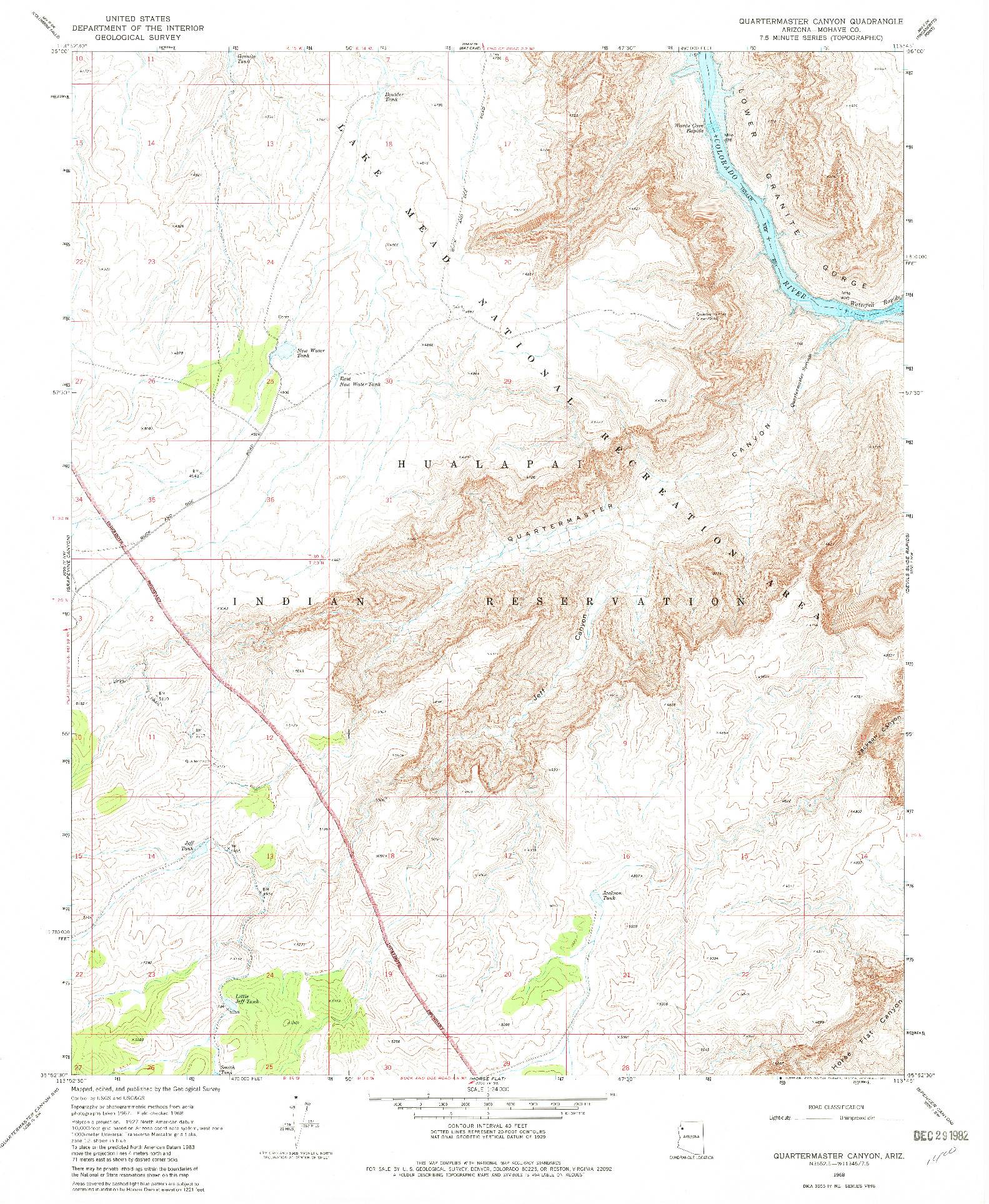 USGS 1:24000-SCALE QUADRANGLE FOR QUARTERMASTER CANYON, AZ 1968