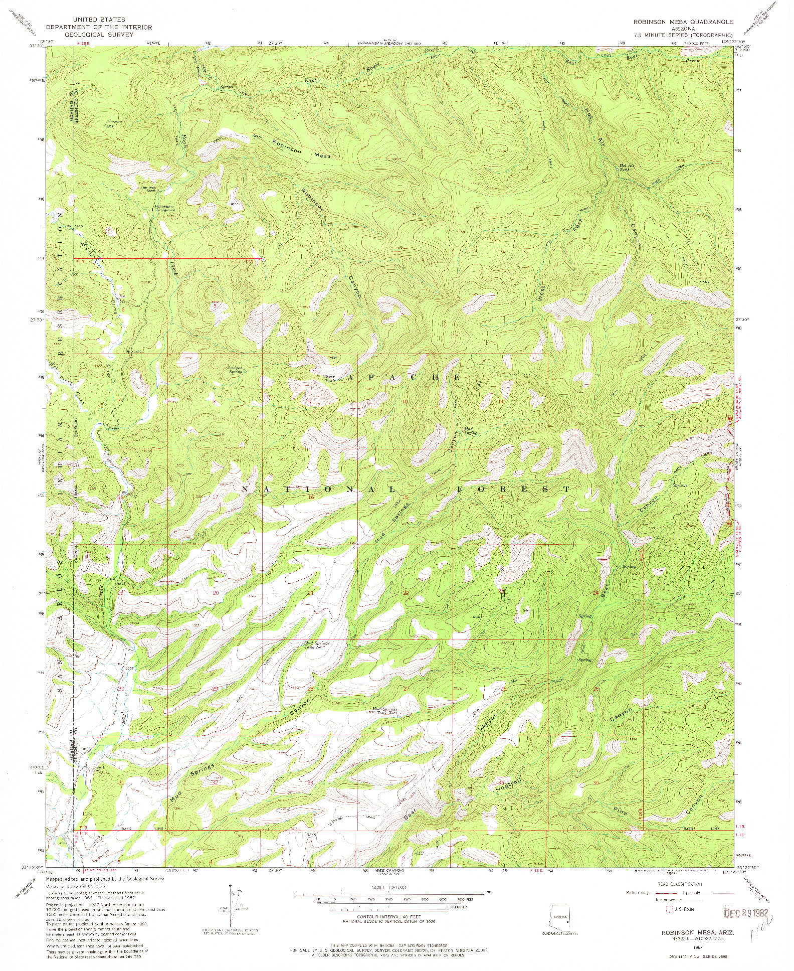 USGS 1:24000-SCALE QUADRANGLE FOR ROBINSON MESA, AZ 1967