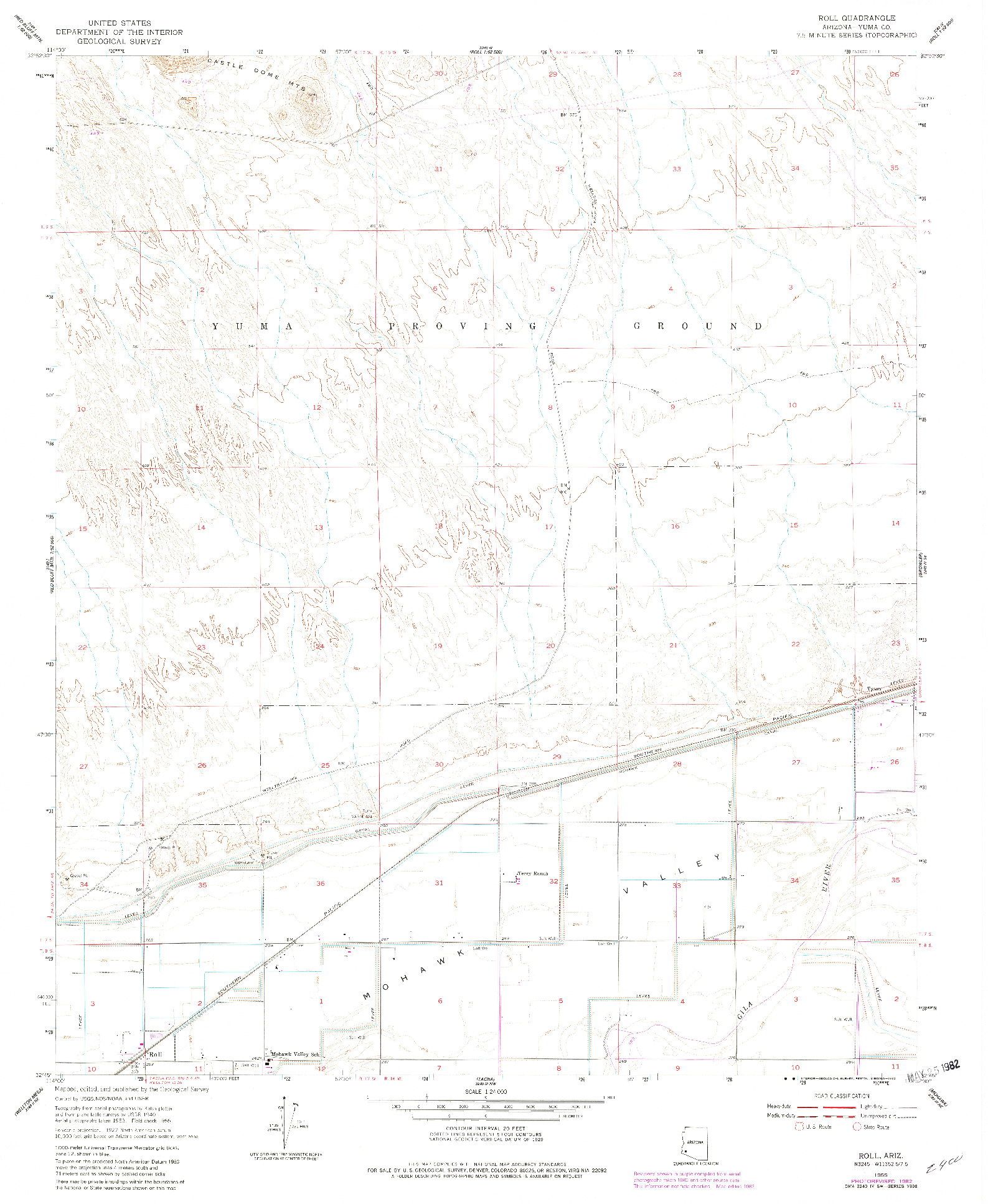 USGS 1:24000-SCALE QUADRANGLE FOR ROLL, AZ 1955