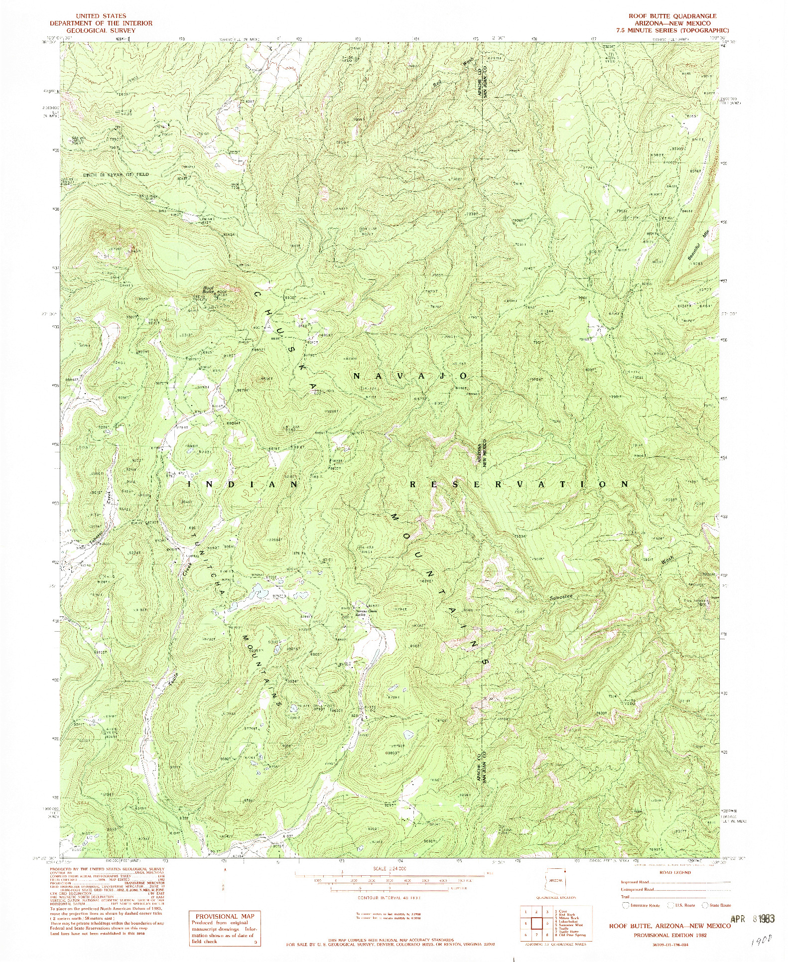 USGS 1:24000-SCALE QUADRANGLE FOR ROOF BUTTE, AZ 1982