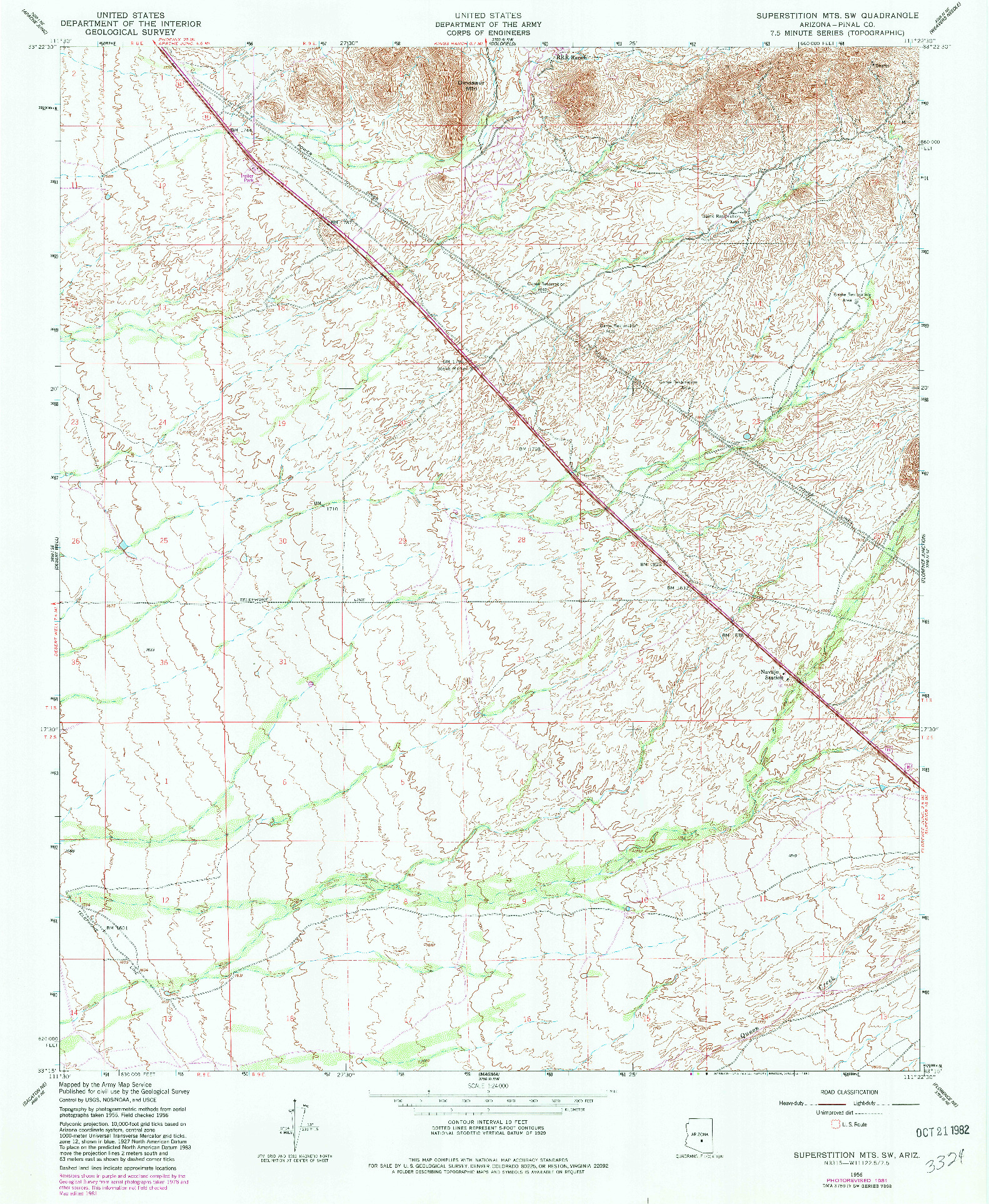 USGS 1:24000-SCALE QUADRANGLE FOR SUPERSTITION MTS. SW, AZ 1956